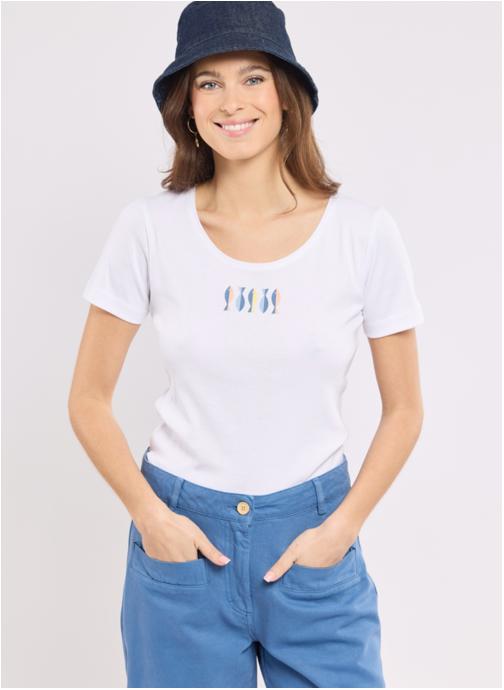 Armor Lux Tee-shirts T-shirt 78888 seal séri. poissons vagues femme blanc