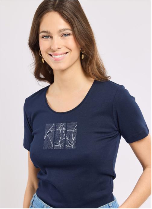 Armor Lux Tee-shirts T-shirt 78888 seal séri. poissons vagues femme bleu
