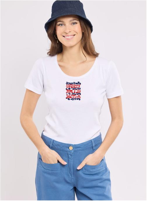 Armor Lux Tee-shirts T-shirt 78888 seal séri. poissons vagues femme blanc