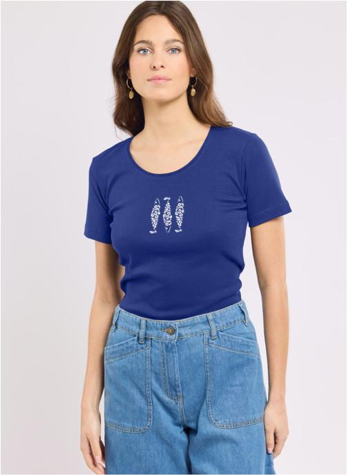 Armor Lux Tee-shirts T-shirt 78888 seal séri. poissons vagues femme bleu