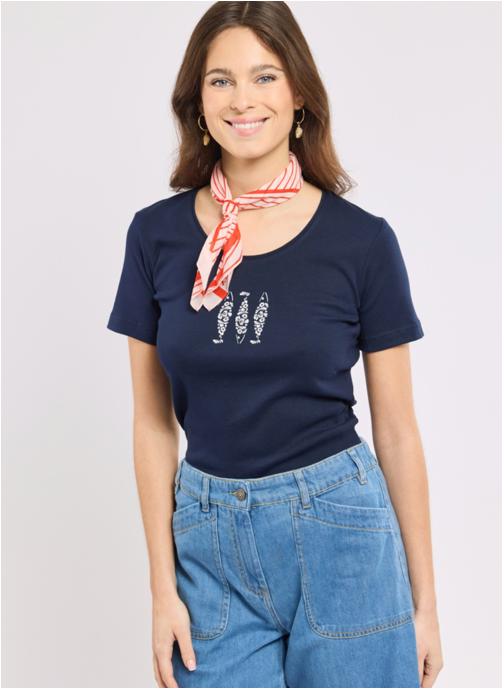 Armor Lux Tee-shirts T-shirt 78888 seal séri. poissons vagues femme bleu
