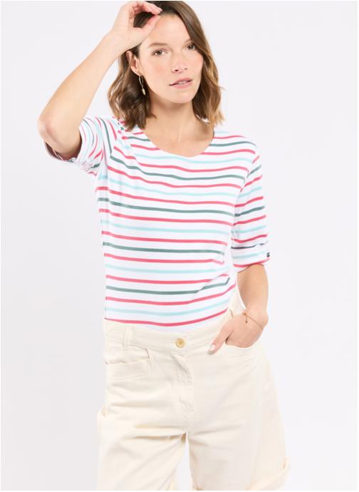 Armor Lux Tee-shirts Marinière 06406 mazarine/carminio/blc/plac femme rose