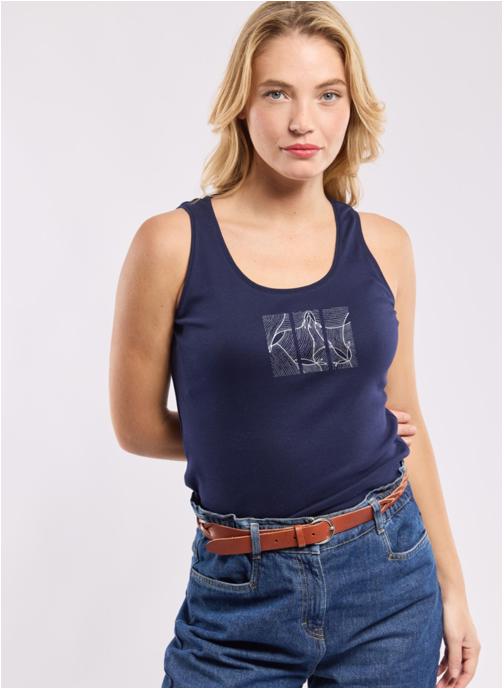 Armor Lux Tee-shirts Débardeur 78889 seal séri. poissons vagues femme bleu