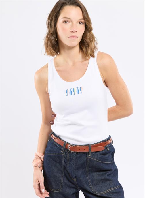 Armor Lux Tee-shirts Débardeur 78889 seal séri. poissons vagues femme blanc