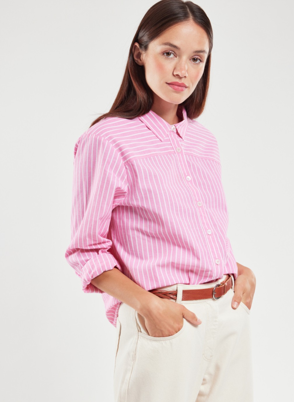 Camisa De Vestir Hombre Armor Lux - Manga Larga, Tejido Oxford Pesado, Corte Recto
