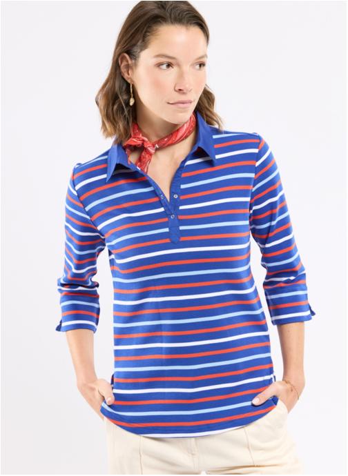 Armor Lux Polos Polo 06398 mazarine/carminio/blc/plac femme bleu