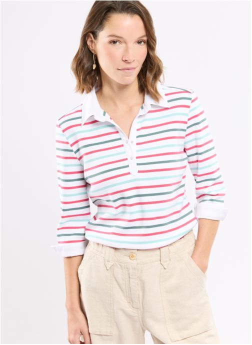 Armor Lux Polos Polo 06398 mazarine/carminio/blc/plac femme rose