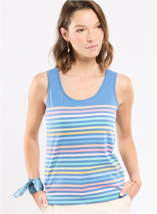Armor Lux Tee-shirts Débardeur 77438 multicol dunes blanc femme jaune