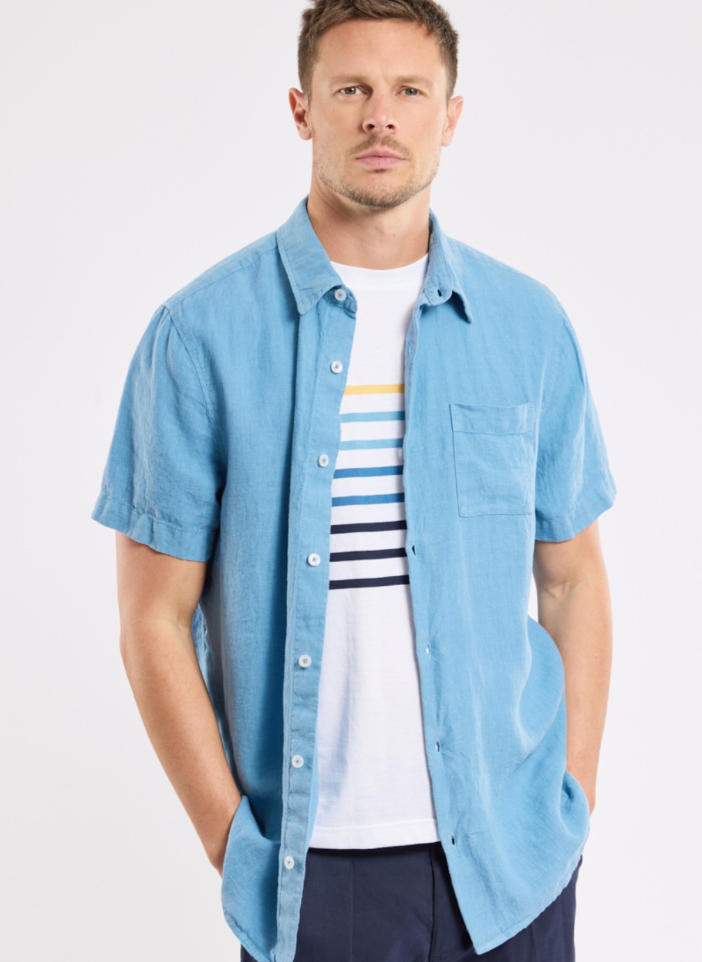 Chemises Chemise 42227 dark ivy homme bleu Armor Lux Chemises Chemise 42227 dark ivy homme bleu Bleu azur
