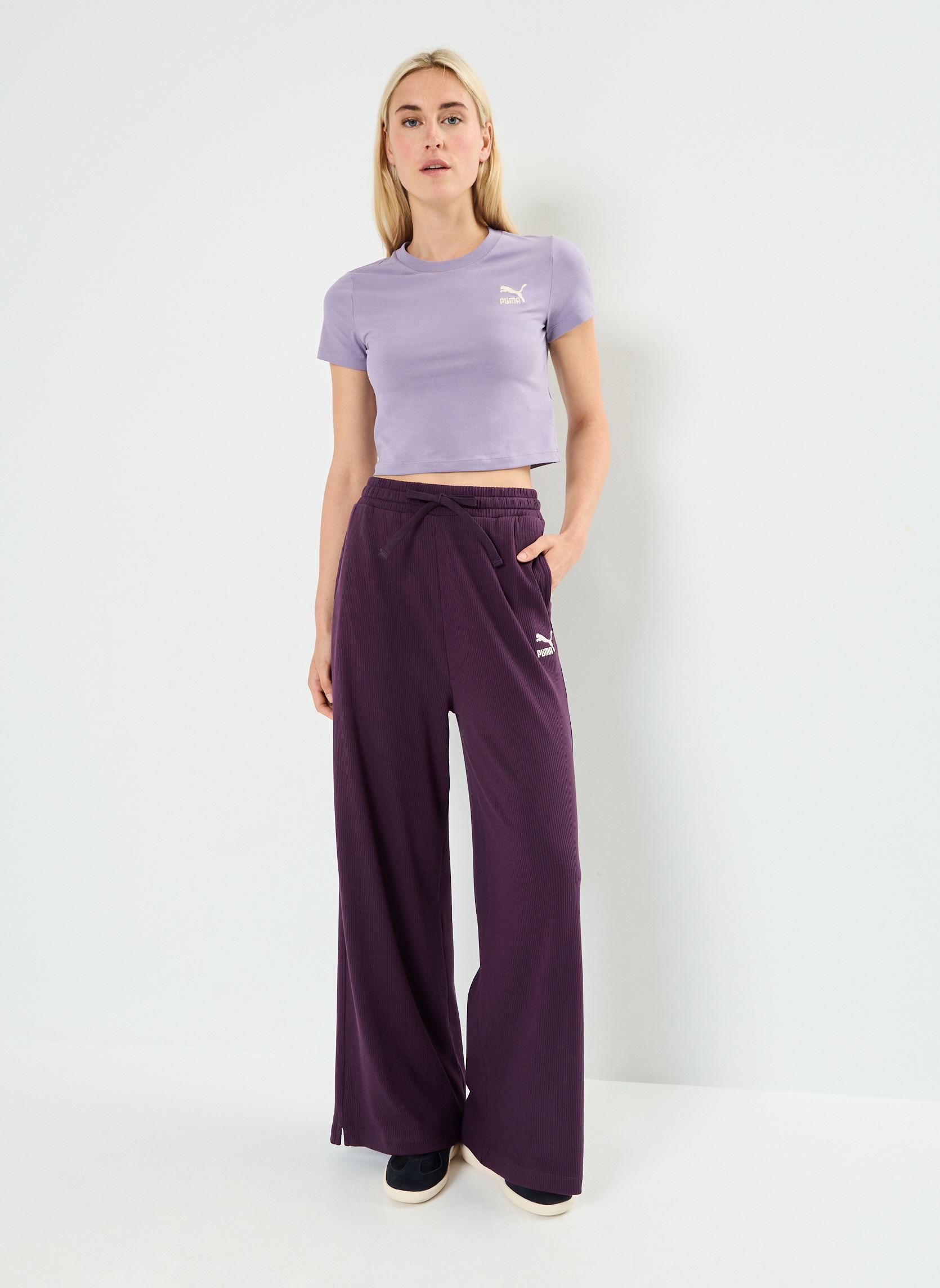 Bas de jogging W Cla Rib Rlx Pant femme violet Puma Bas de jogging W Cla Rib Rlx Pant femme violet Midnight Plum