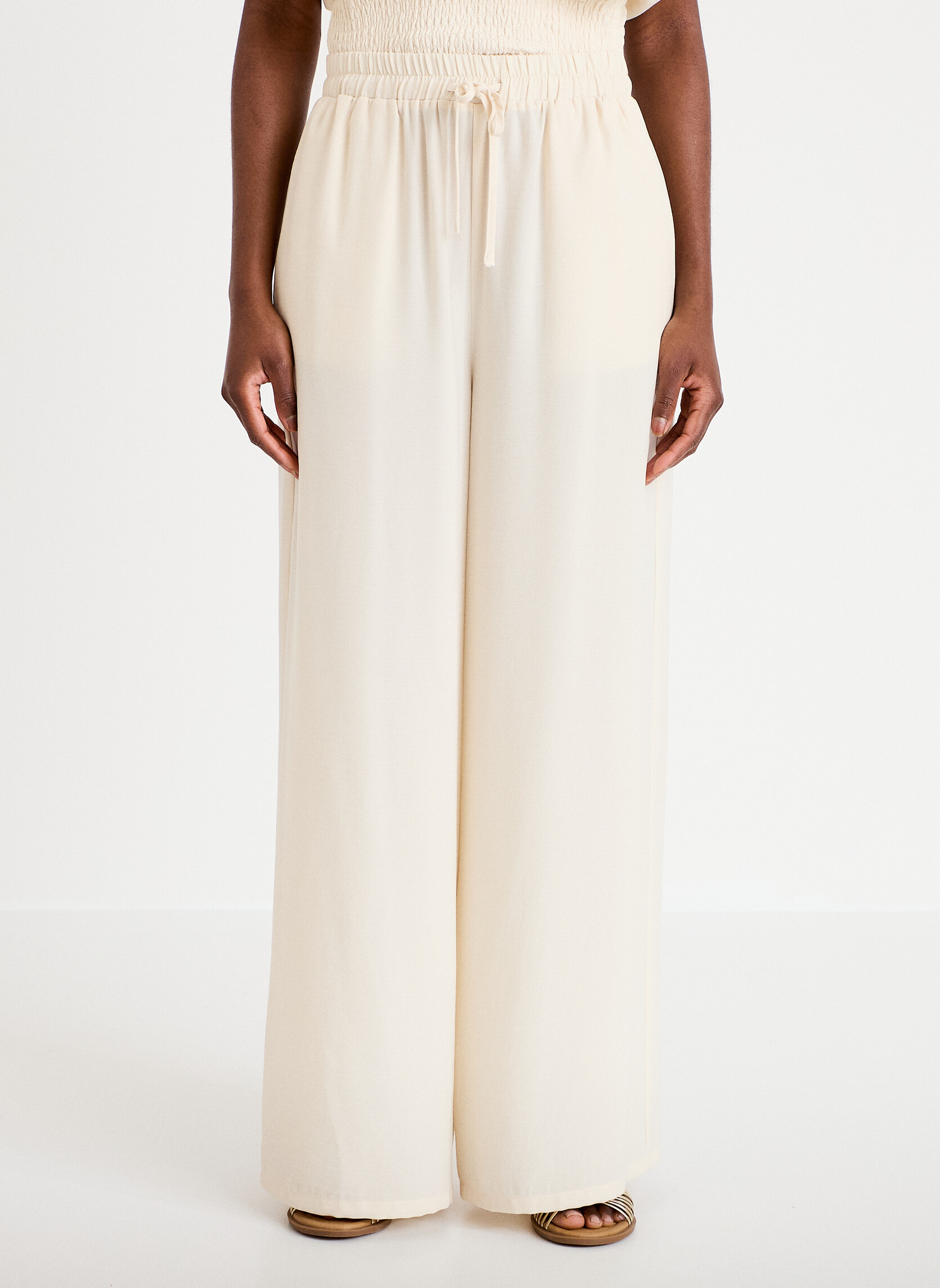 Pantalons droit PALAZZOBAZ femme beige Cache Cache Pantalons droit PALAZZOBAZ femme beige Crème