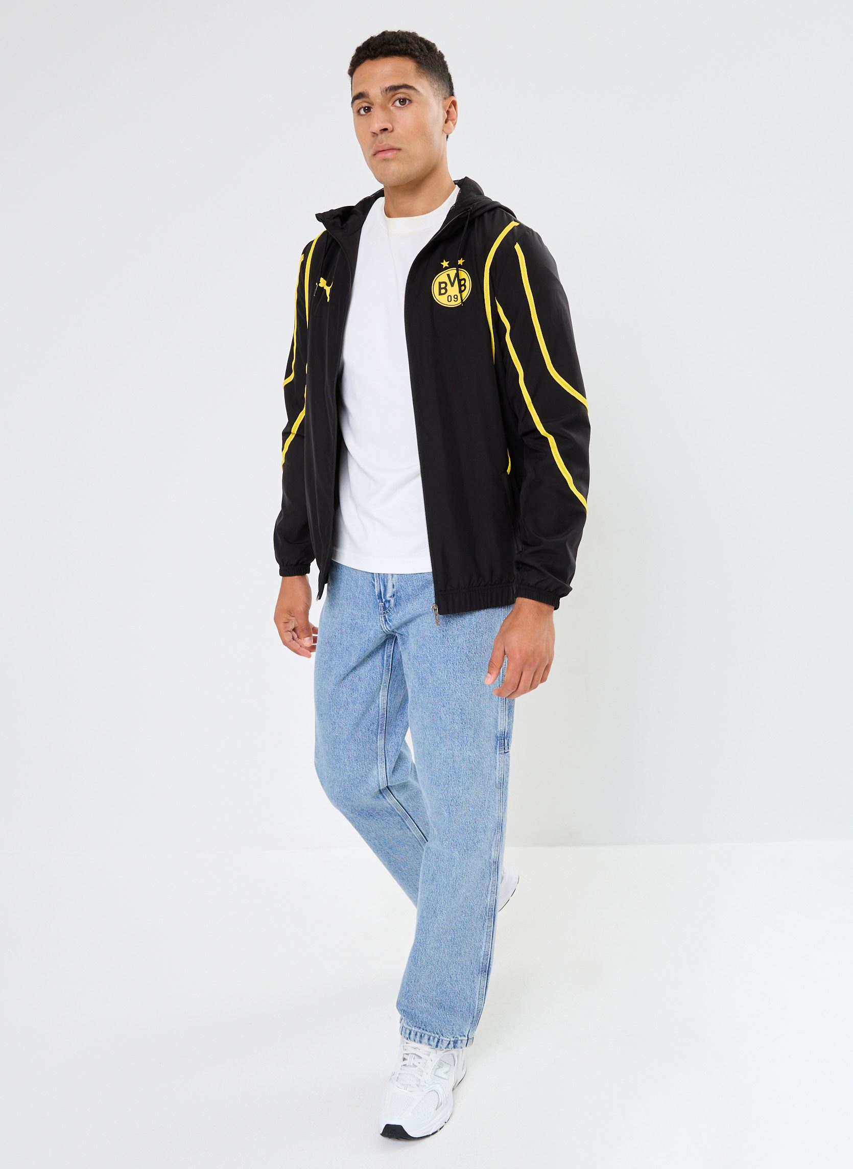 Trainingsvest Veste de foot woven Dortmund heren zwart Puma Trainingsvest Veste de foot woven Dortmund heren zwart PUMA Black-Faster Yellow