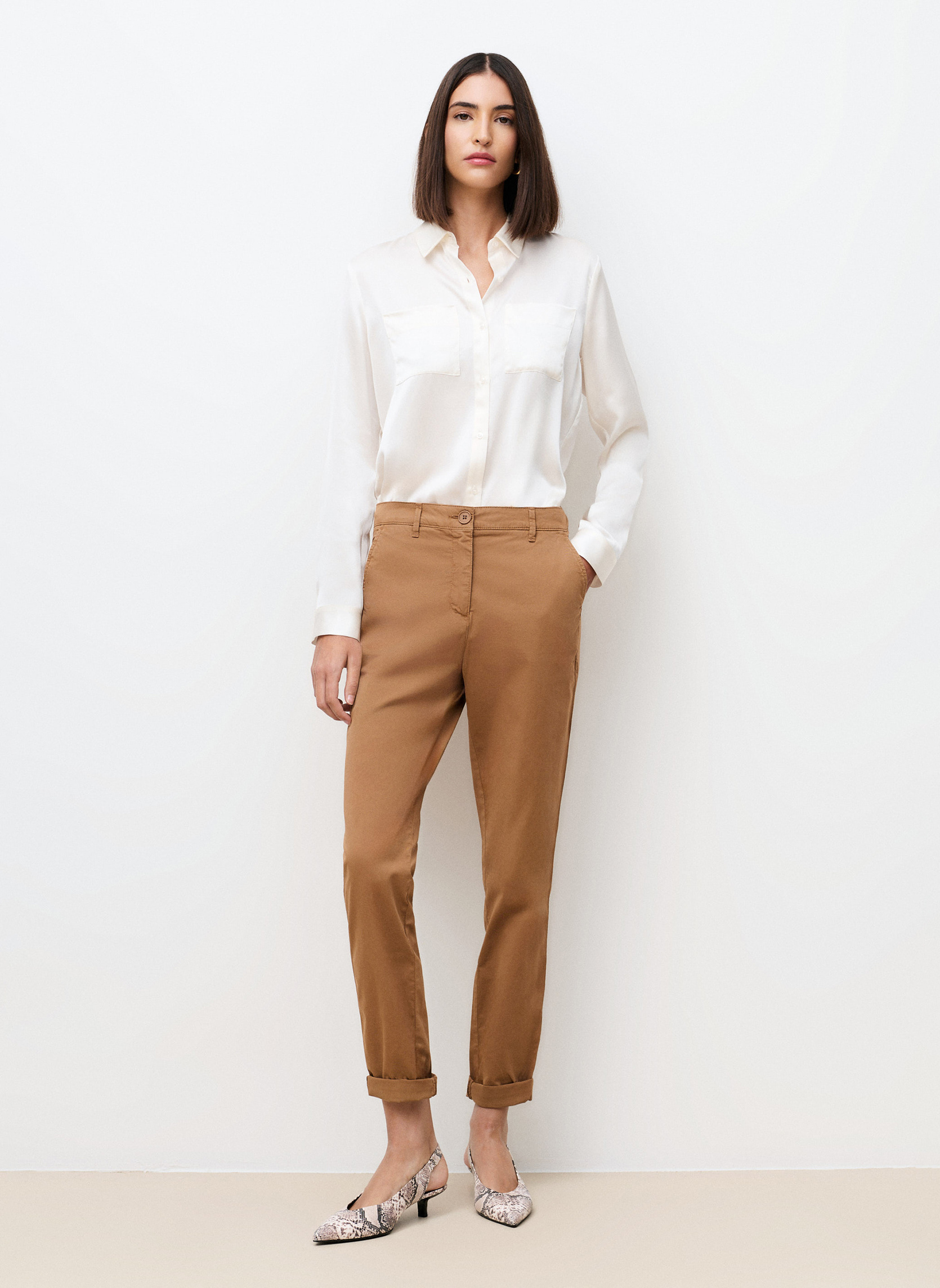 Pantalons droit Pantalons - PK011-ADELMOB femme marron Caroll Pantalons droit Pantalons - PK011-ADELMOB femme marron Marron