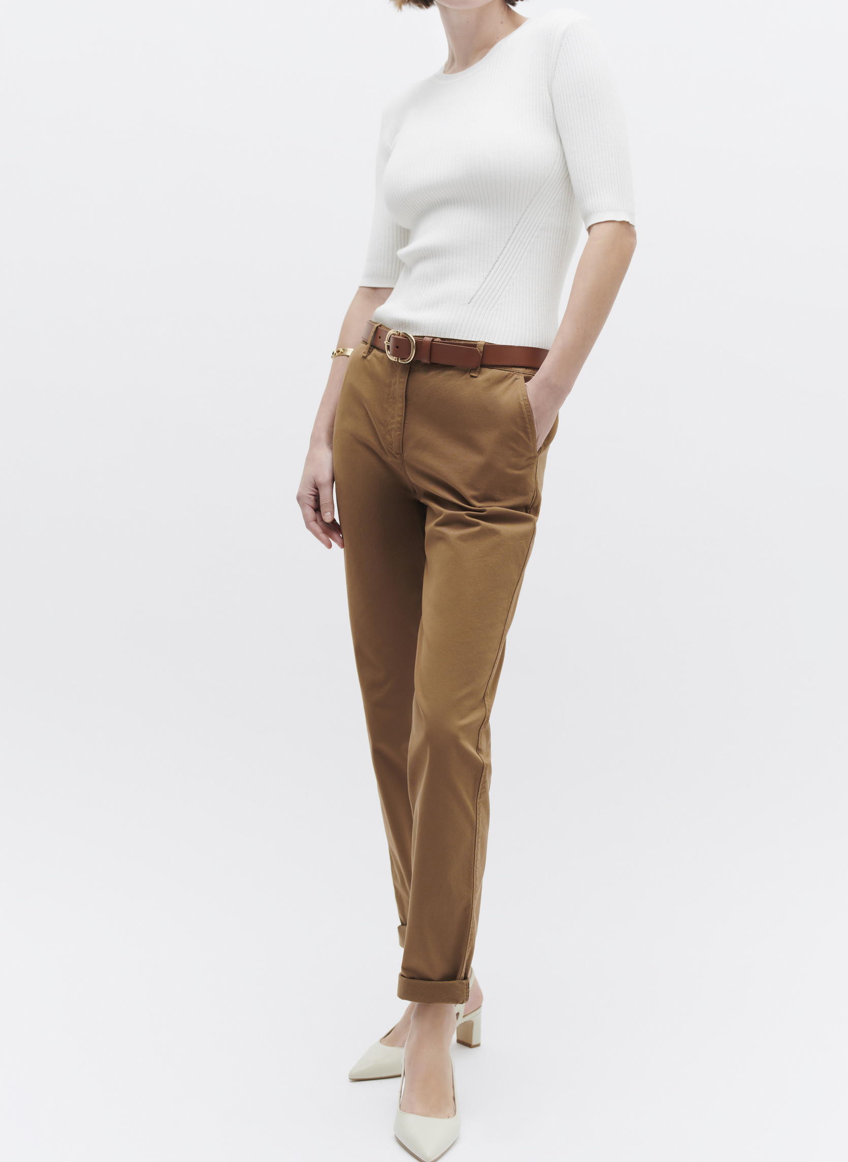 Pantalons droit Pantalons - PK011-ADELMOB femme marron Caroll Pantalons droit Pantalons - PK011-ADELMOB femme marron Marron