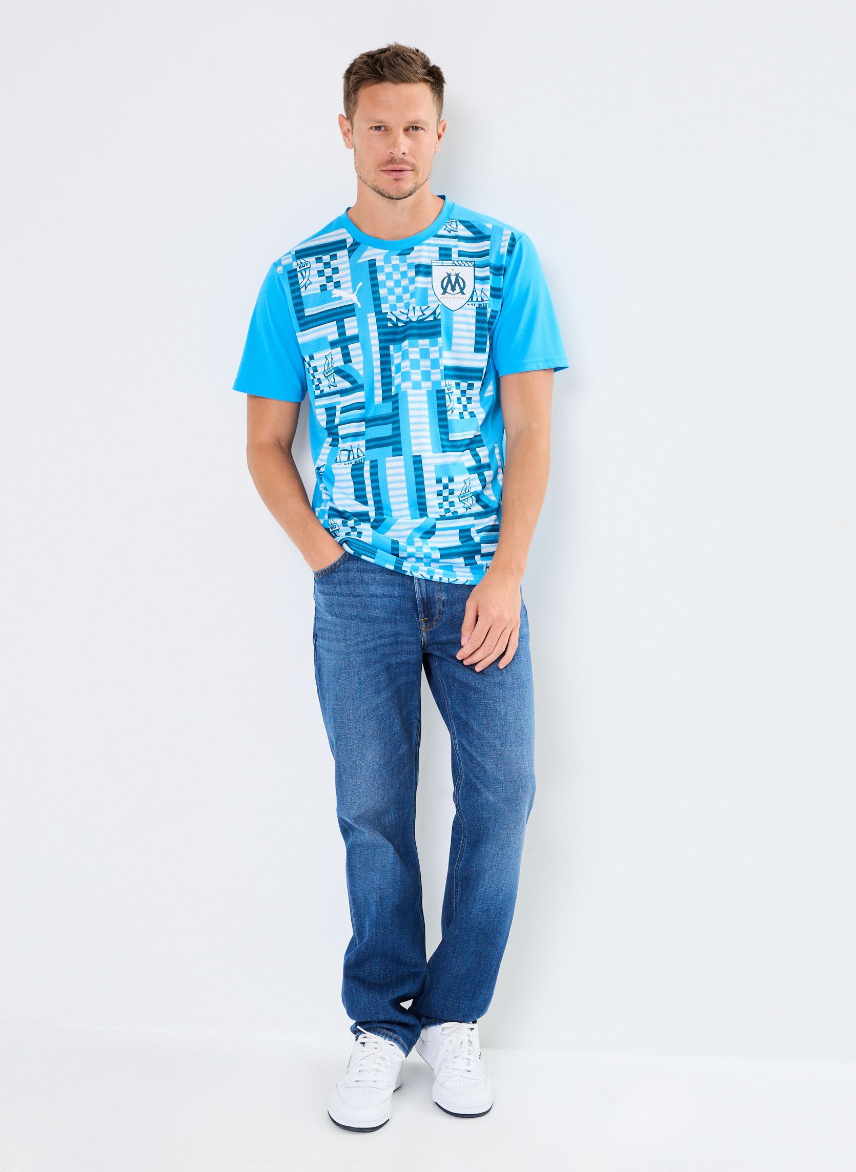 Tee-shirts manches courtes Maillot de foot Olympique de Marseille p homme bleu Puma Tee-shirts manches courtes Maillot de foot Olympique de Marseille p homme bleu Bleu Azur-Ocean Tropic