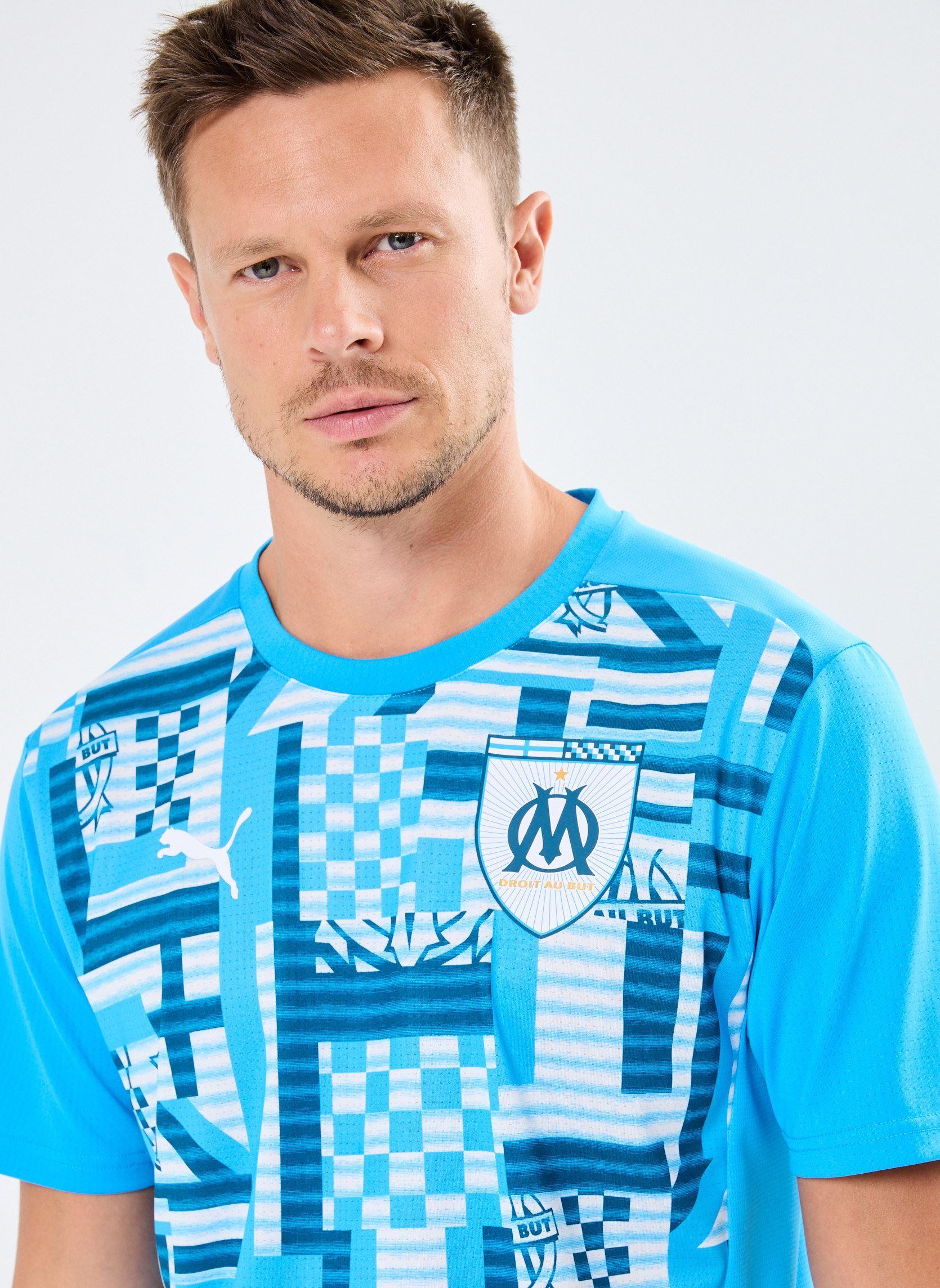 Tee-shirts manches courtes Maillot de foot Olympique de Marseille p homme bleu Puma Tee-shirts manches courtes Maillot de foot Olympique de Marseille p homme bleu Bleu Azur-Ocean Tropic