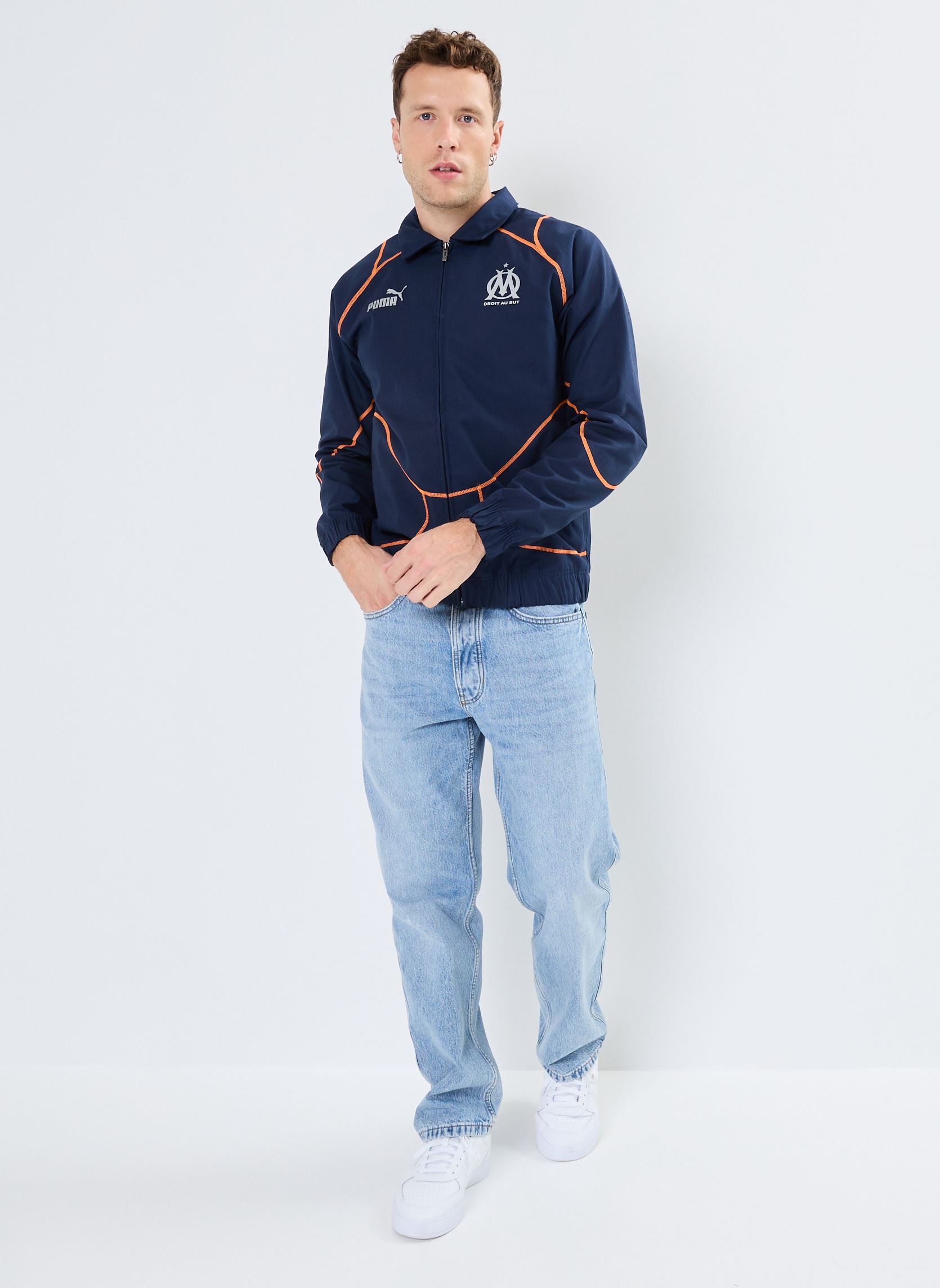 Giacche da tuta Veste de foot Olympique de Marseille uomo blu Puma Giacche da tuta Veste de foot Olympique de Marseille uomo blu Club Navy-Fluro Orange Pes