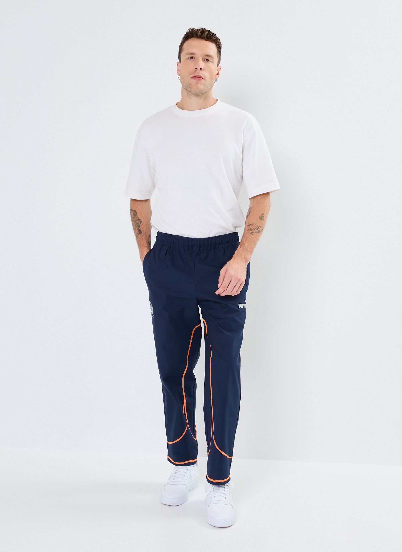 Joggers Pantalon de foot Olympique de Marseille hombre azul Puma Joggers Pantalon de foot Olympique de Marseille hombre azul Club Navy-Fluro Orange Pes