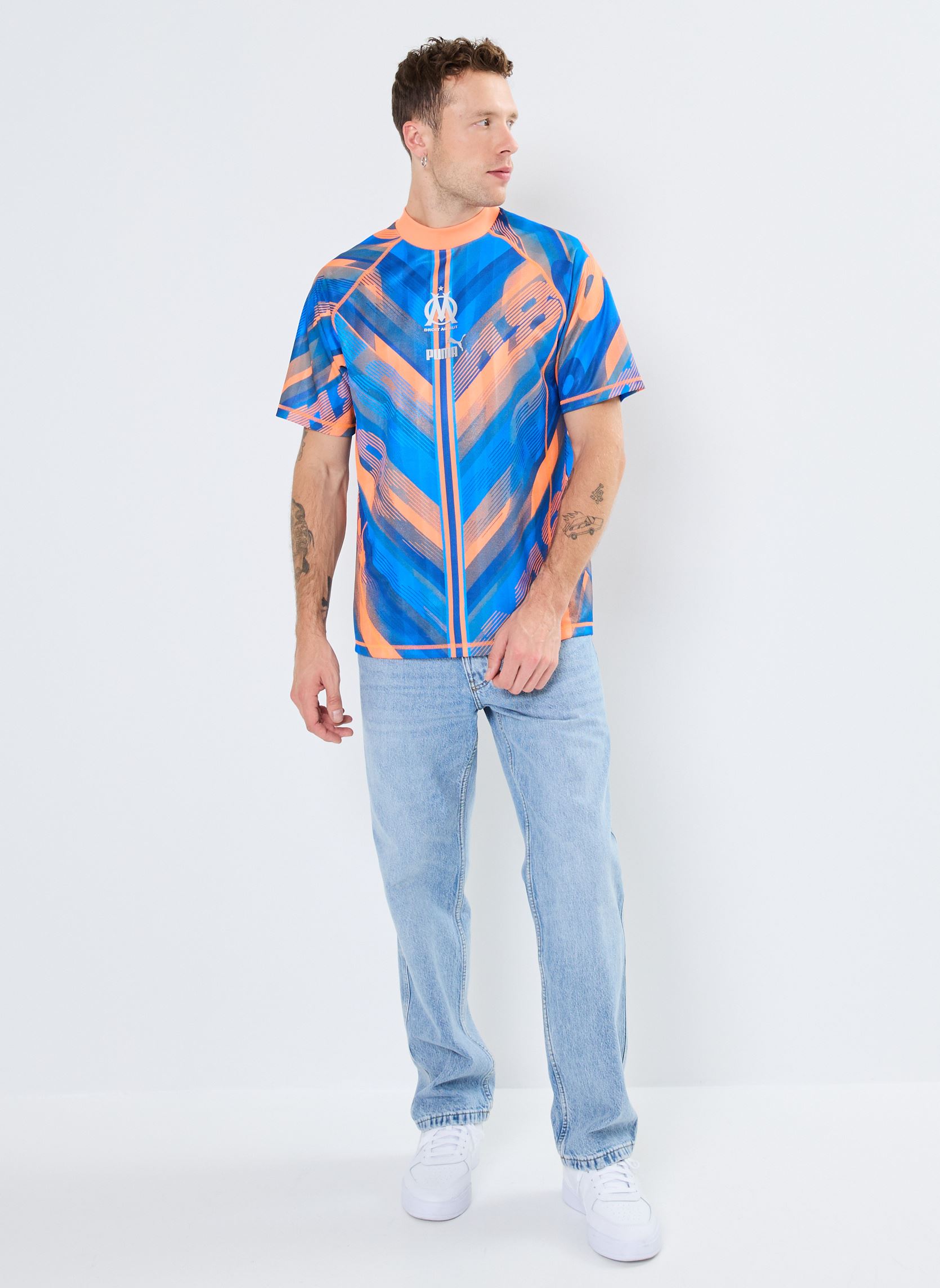 Tee-shirts manches courtes Maillot de foot Olympique de Marseille r homme multicolore Puma Tee-shirts manches courtes Maillot de foot Olympique de Marseille r homme multicolore FLURO ORANGE PES-RACING BLUE