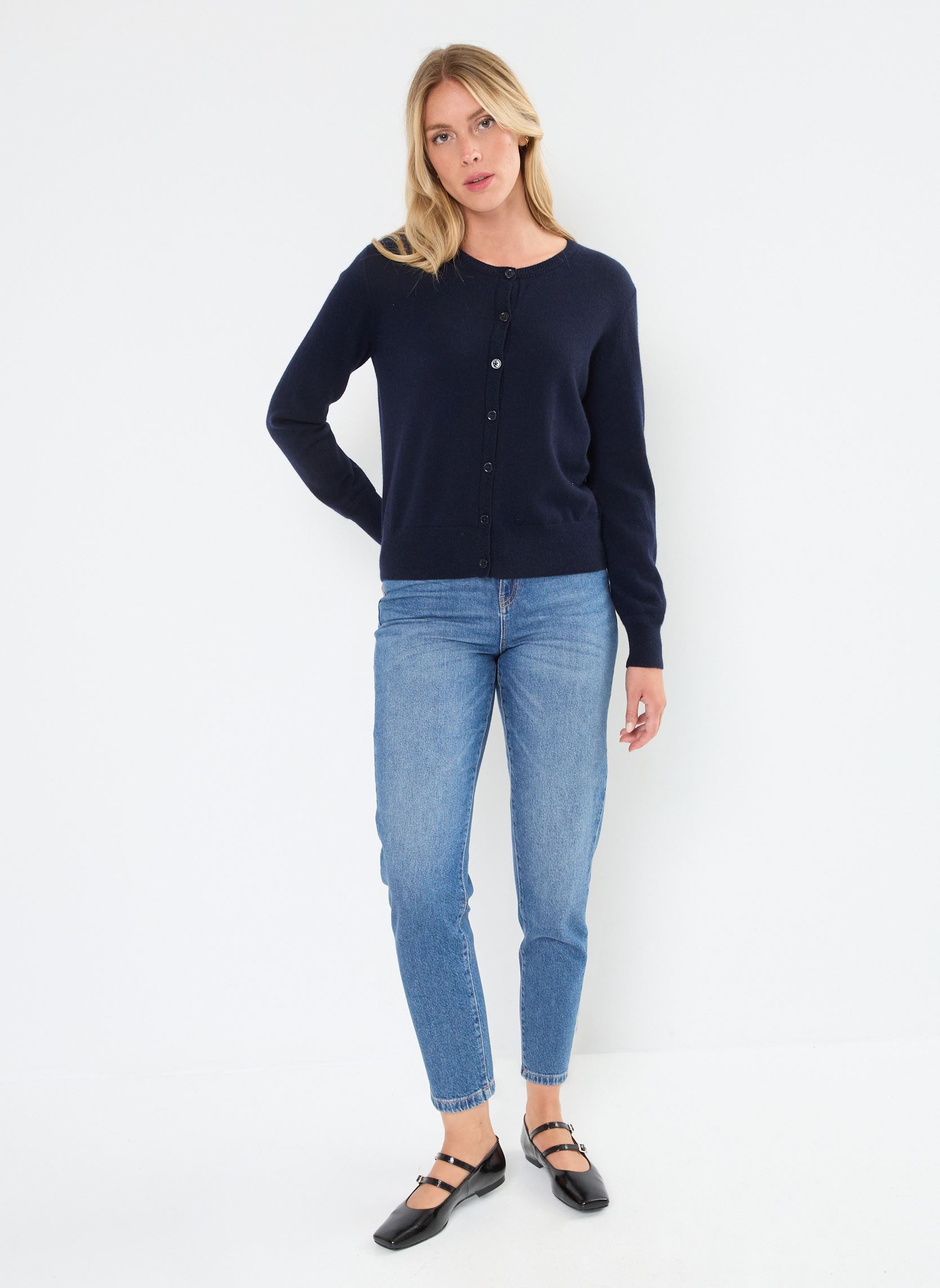 Strickjacken und Westen MENARA cachemire damen blau Georgia Rose Strickjacken und Westen MENARA cachemire damen blau MARINE