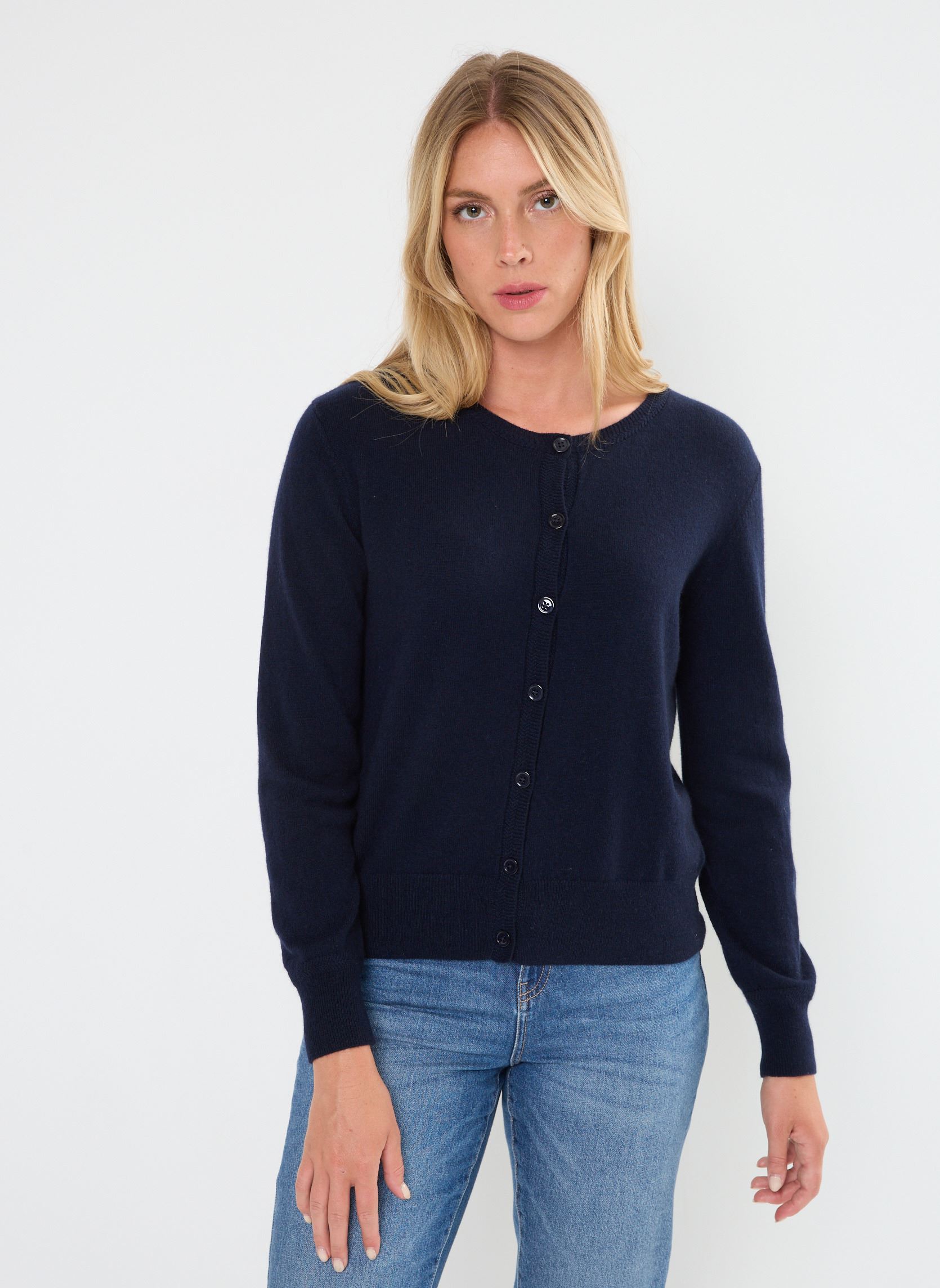 Strickjacken und Westen MENARA cachemire damen blau Georgia Rose Strickjacken und Westen MENARA cachemire damen blau MARINE