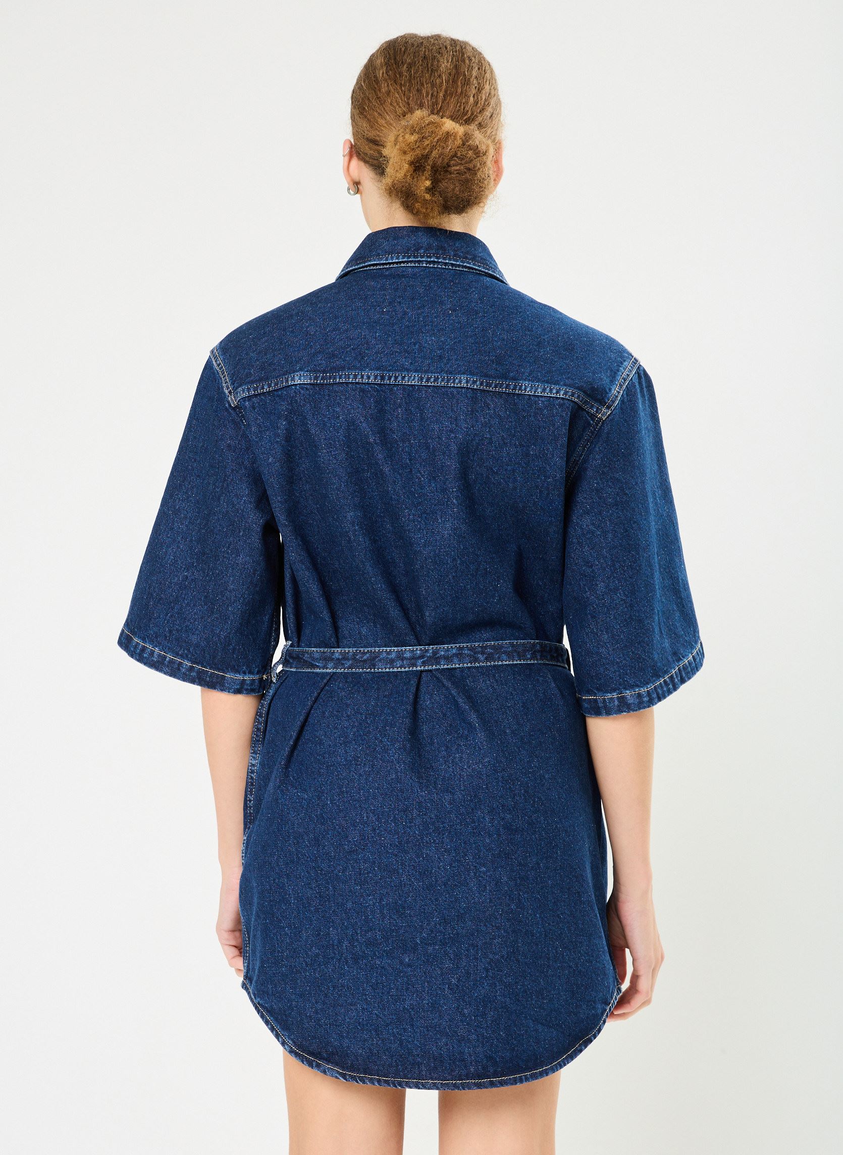 Jurken Utility Belted Shirt J20J224748 dames blauw Calvin Klein Jeans Jurken Utility Belted Shirt J20J224748 dames blauw DENIM DARK