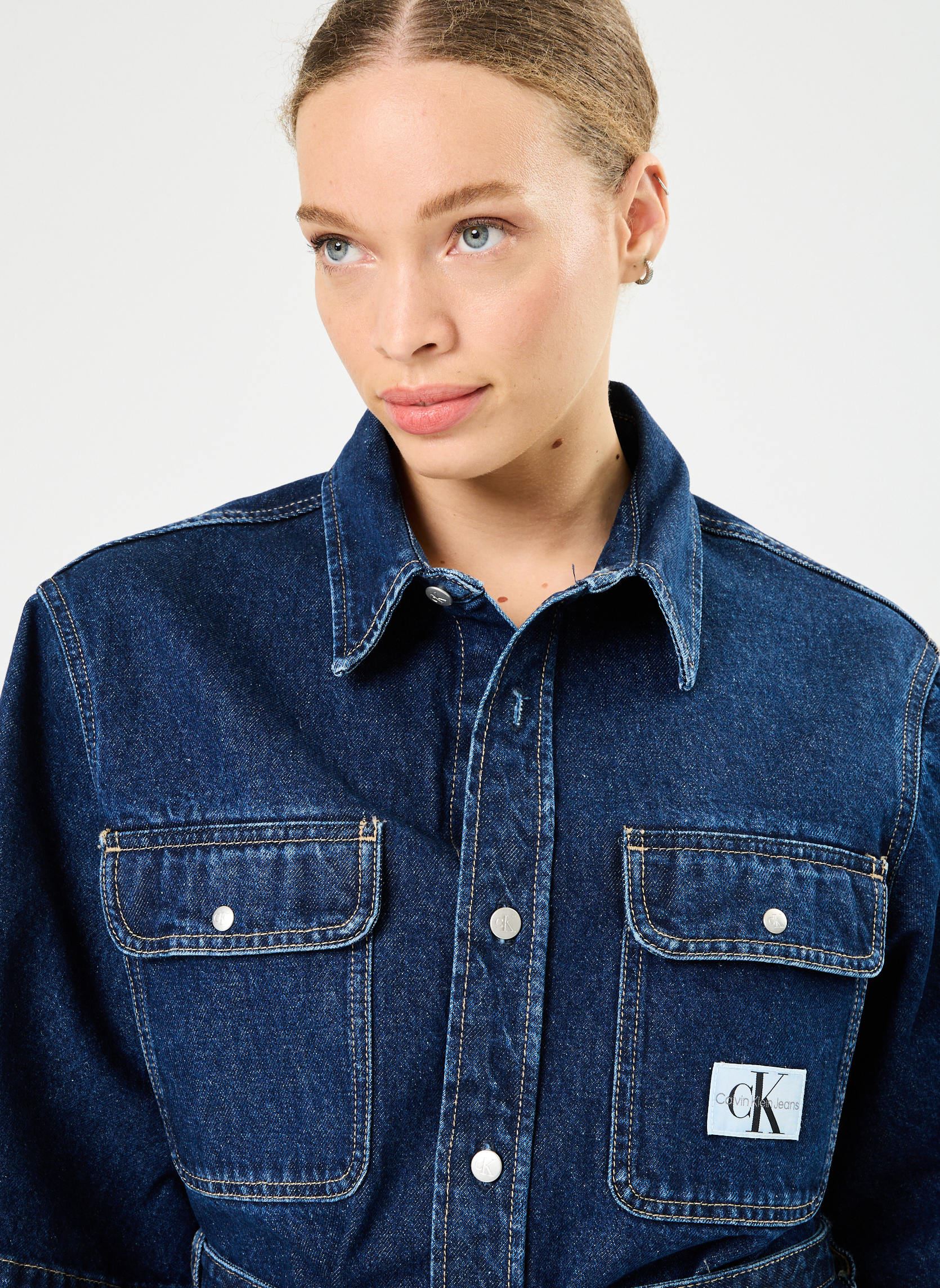 Jurken Utility Belted Shirt J20J224748 dames blauw Calvin Klein Jeans Jurken Utility Belted Shirt J20J224748 dames blauw DENIM DARK