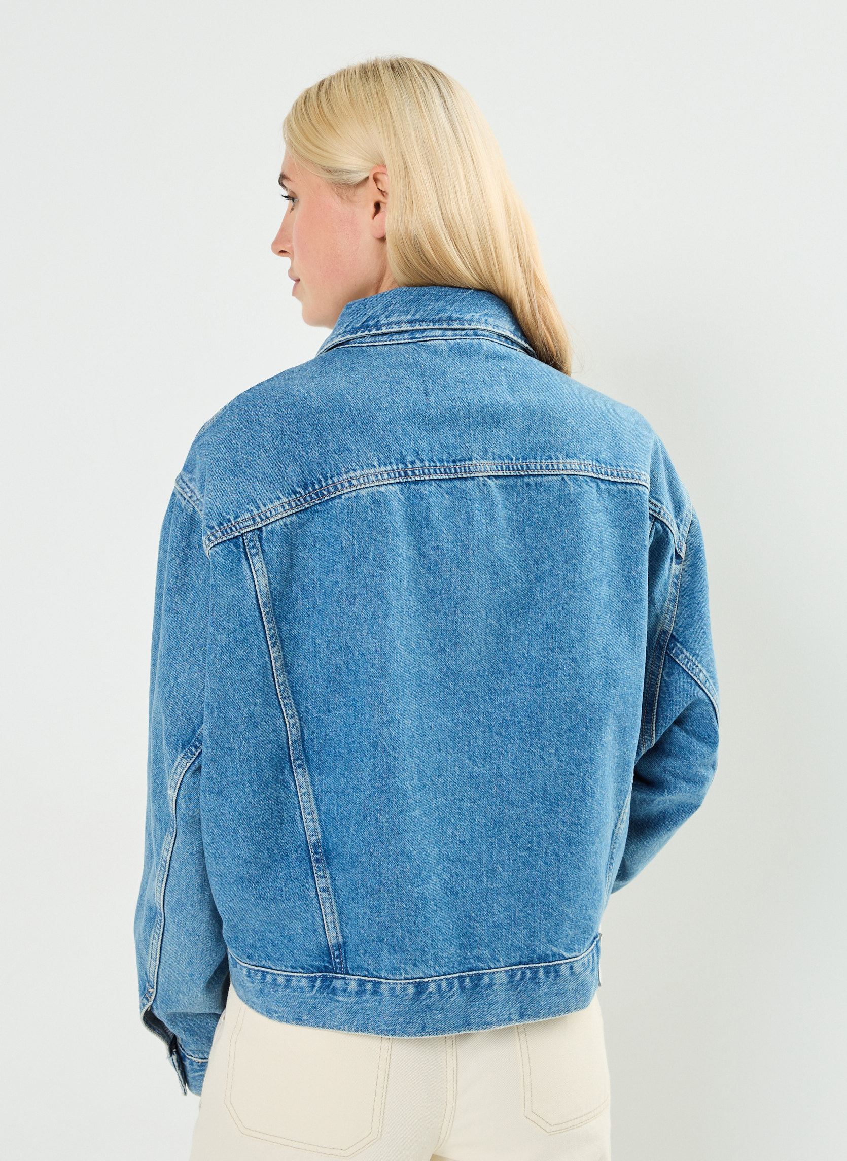 Vestes en jean Boxy Denim Jacket J20J223672 femme bleu Calvin Klein Jeans Vestes en jean Boxy Denim Jacket J20J223672 femme bleu DENIM LIGHT