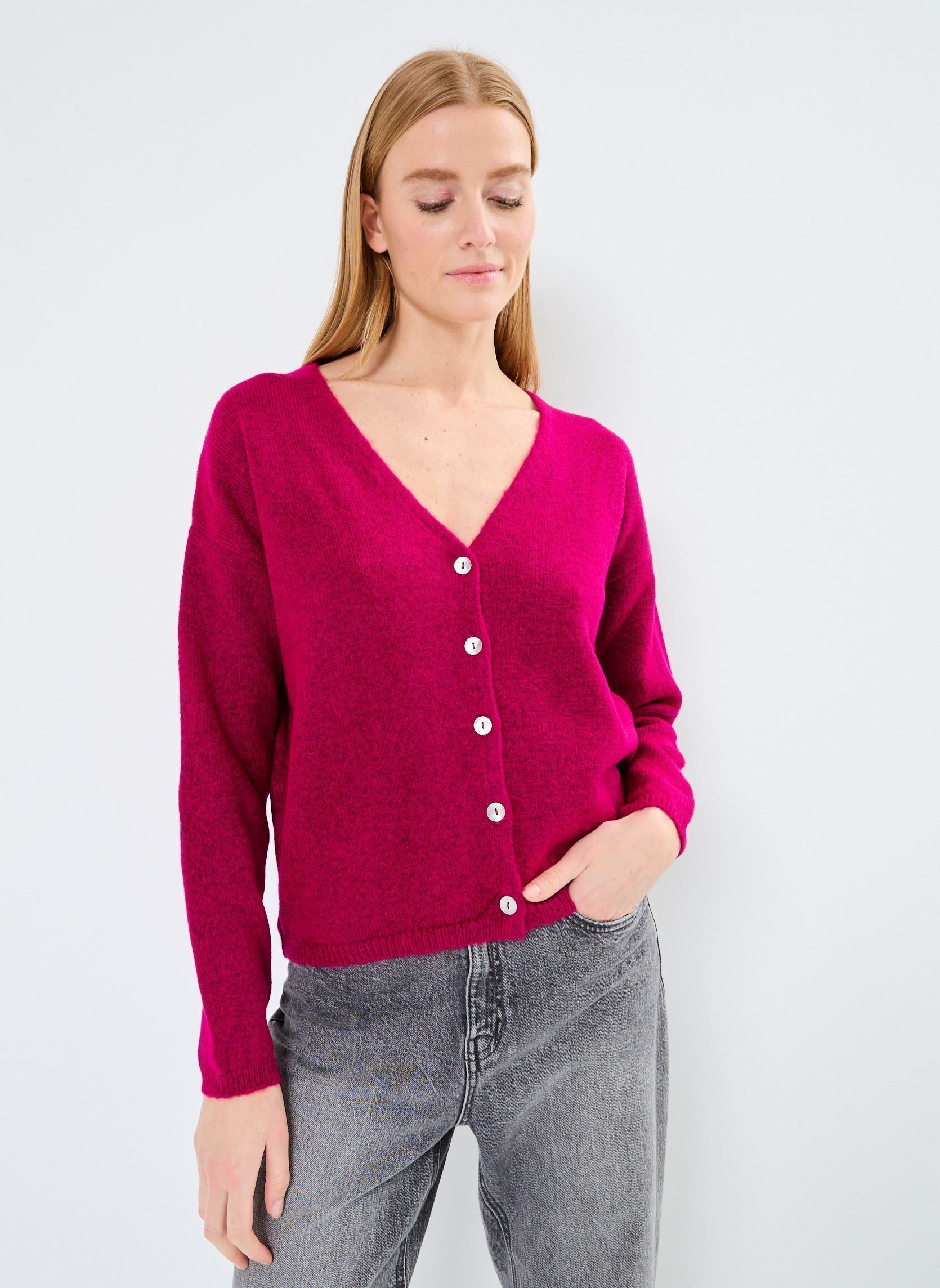 Strickjacken und Westen MGINIA damen rosa MADE BY Strickjacken und Westen MGINIA damen rosa Rose Fuchsia