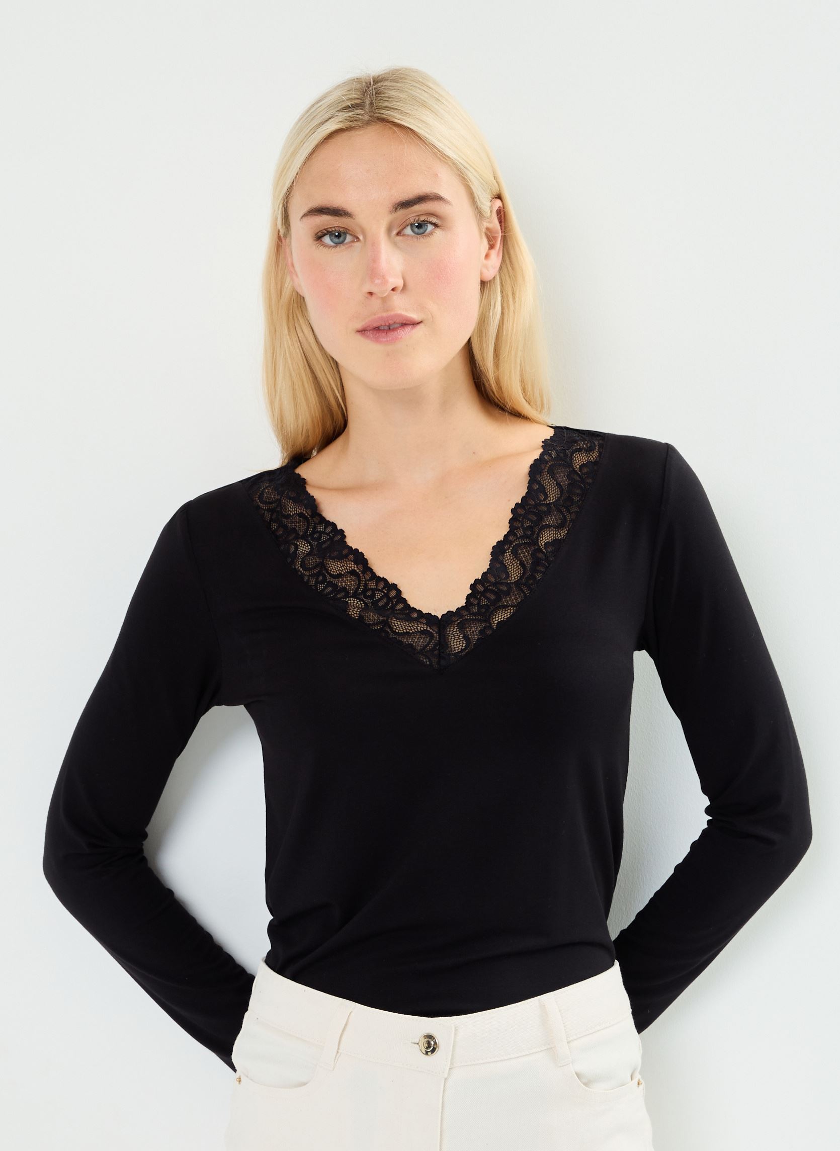 Tee-shirts manches longues TERMIV femme noir Georgia Rose Tee-shirts manches longues TERMIV femme noir JET BLACK