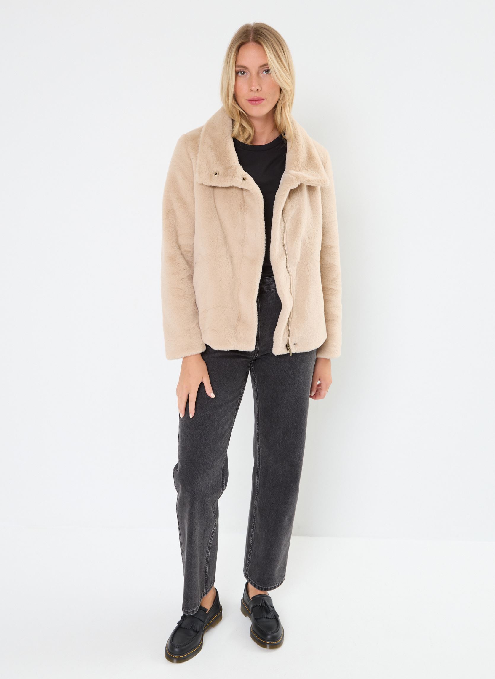 Vestes fourrure VDOU femme beige MADE BY Vestes fourrure VDOU femme beige FEATHER GRAY