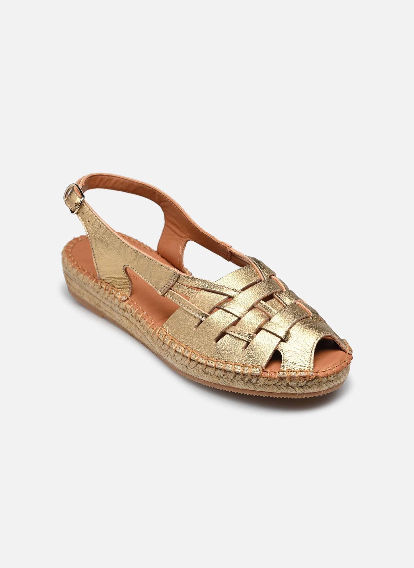 Platte espadrilles ETEL dames goud en brons Naguisa Platte espadrilles ETEL dames goud en brons LIGHT GOLD