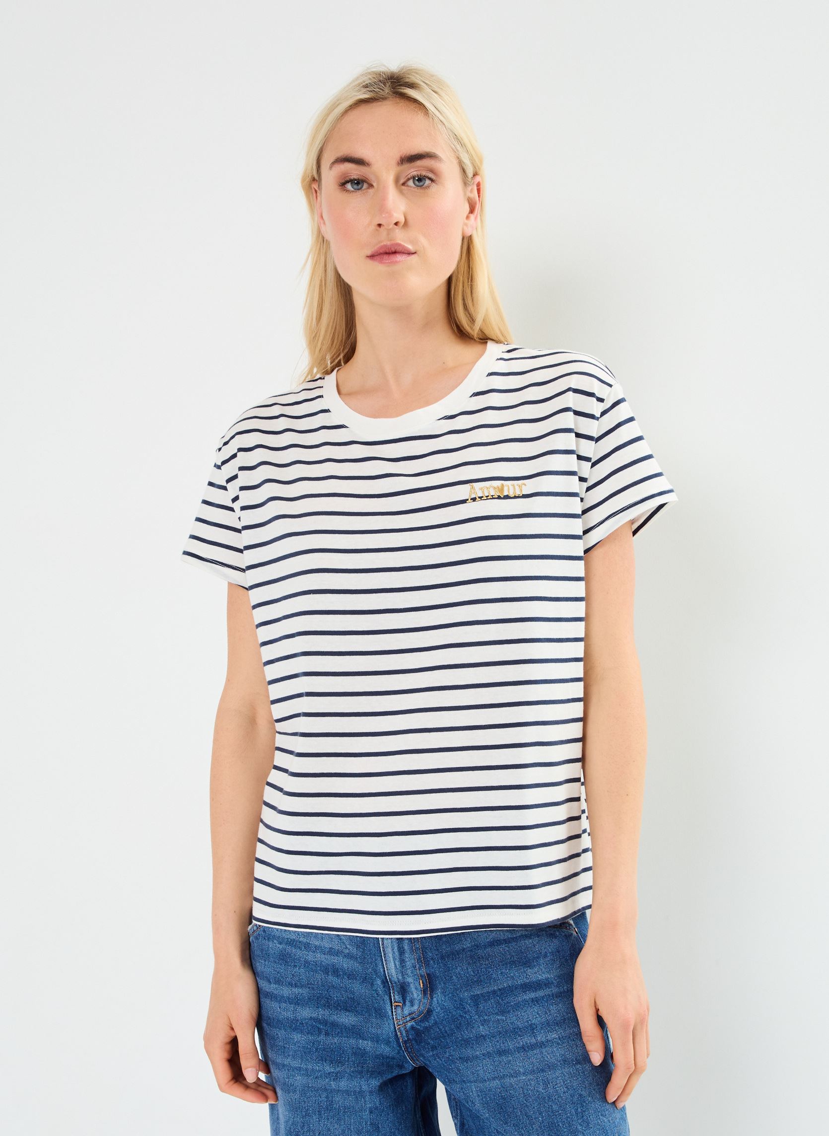 T-shirts met korte mouwen TAMOUR2 marinière dames wit MADE BY T-shirts met korte mouwen TAMOUR2 marinière dames wit IMP_RAYURE MARIN MARINE_ECRU