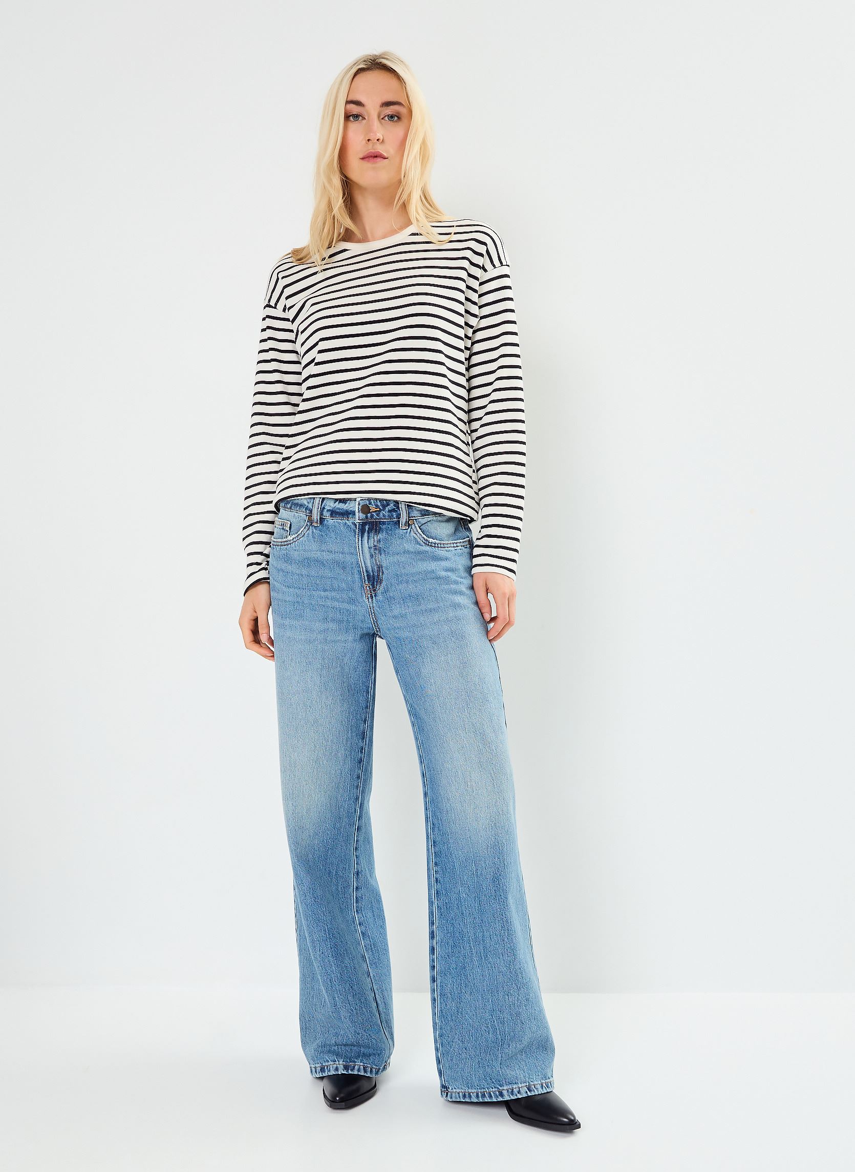 Wijde jeans / Flared Jeans POPPY dames blauw MADE BY Wijde jeans / Flared Jeans POPPY dames blauw DENIM DOUBLE STONE