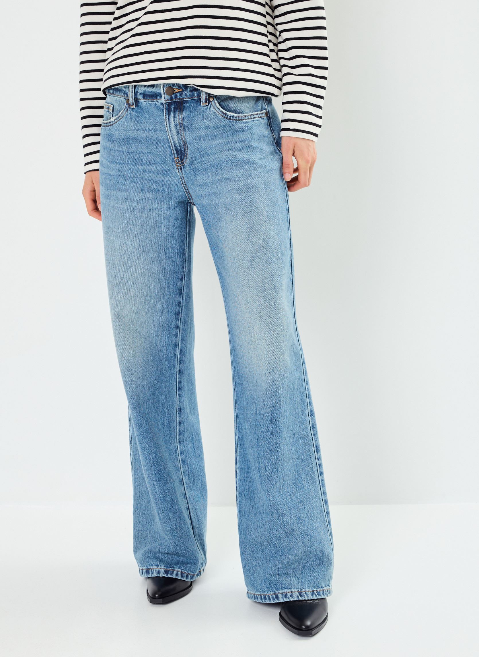 Wijde jeans / Flared Jeans POPPY dames blauw MADE BY Wijde jeans / Flared Jeans POPPY dames blauw DENIM DOUBLE STONE