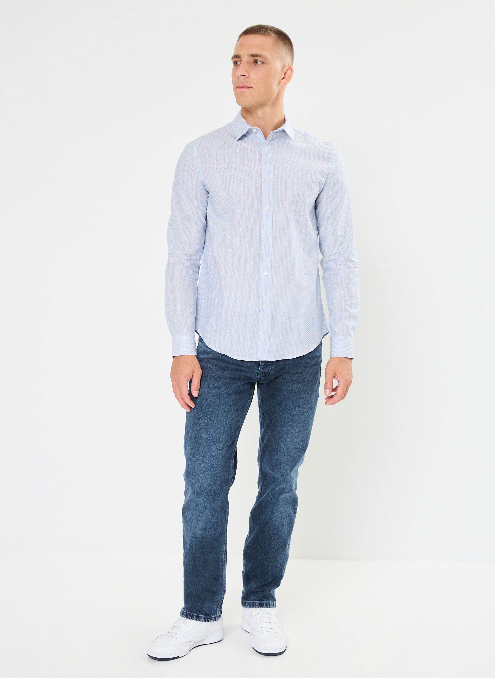 Hemden CEPOI heren blauw Marvin&Co Hemden CEPOI heren blauw IMP_RAYURE POIS_BLANC