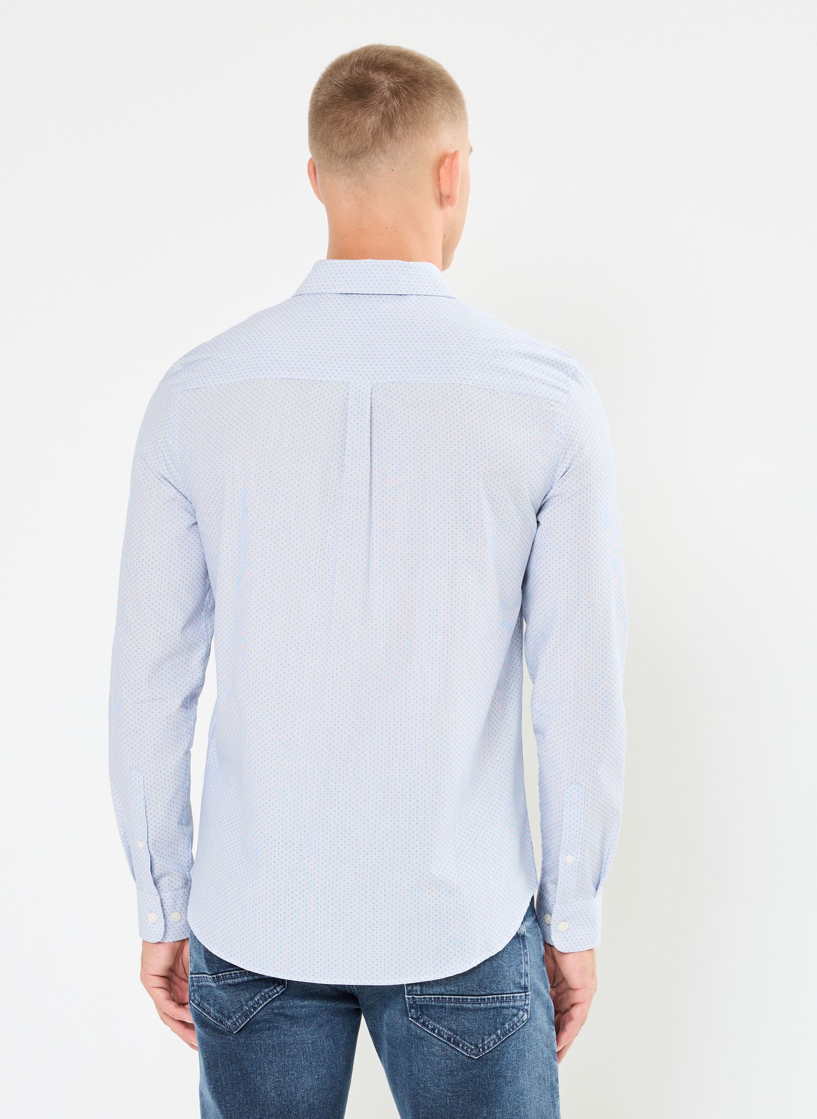 Hemden CEPOI heren blauw Marvin&Co Hemden CEPOI heren blauw IMP_RAYURE POIS_BLANC