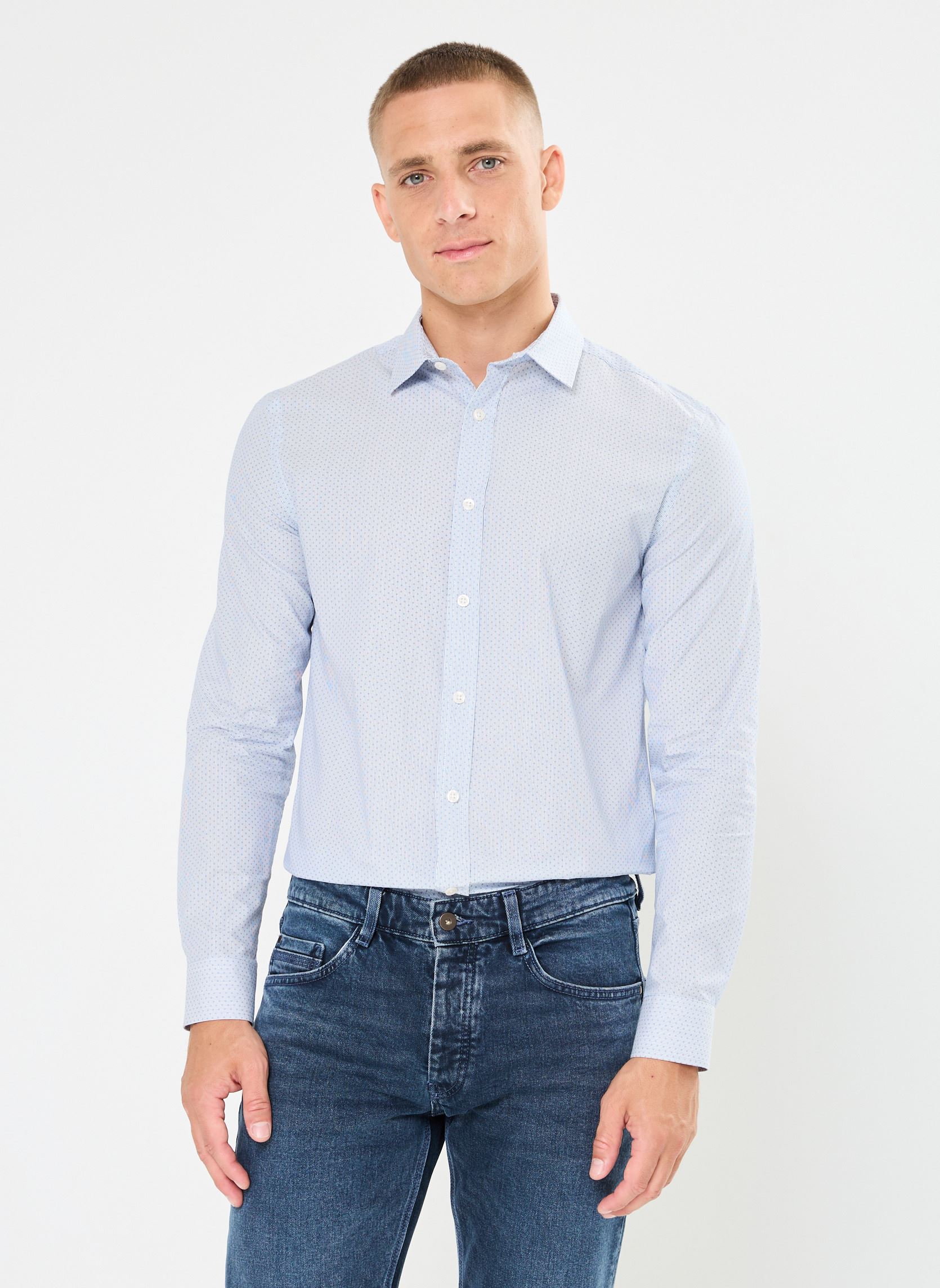 Hemden CEPOI heren blauw Marvin&Co Hemden CEPOI heren blauw IMP_RAYURE POIS_BLANC