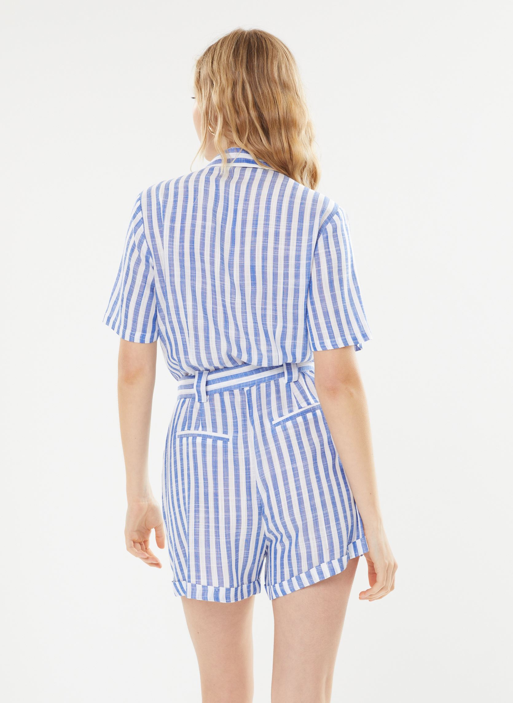 Combi-shorts Liva femme blanc La Petite Etoile Combi-shorts Liva femme blanc Ecru/Bleu