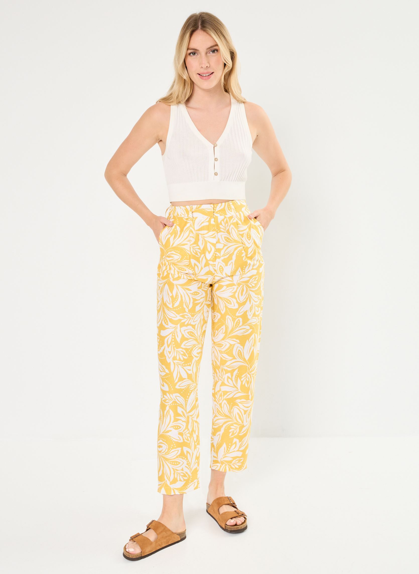 Rechte broeken Pamea dames geel La Petite Etoile Rechte broeken Pamea dames geel BICOLORE JAUNE