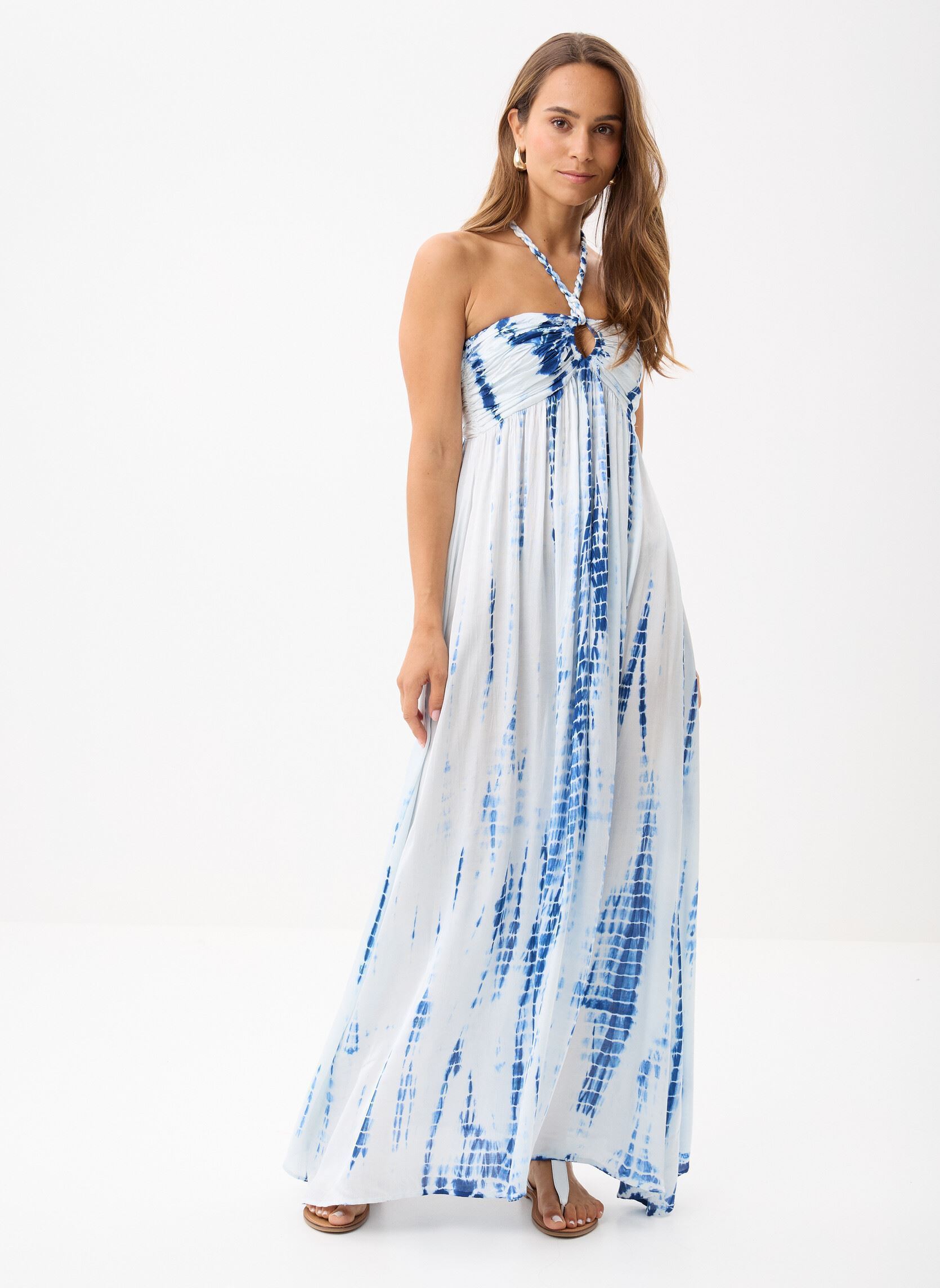 Robes longues Renza femme bleu La Petite Etoile Robes longues Renza femme bleu Tie&Dye