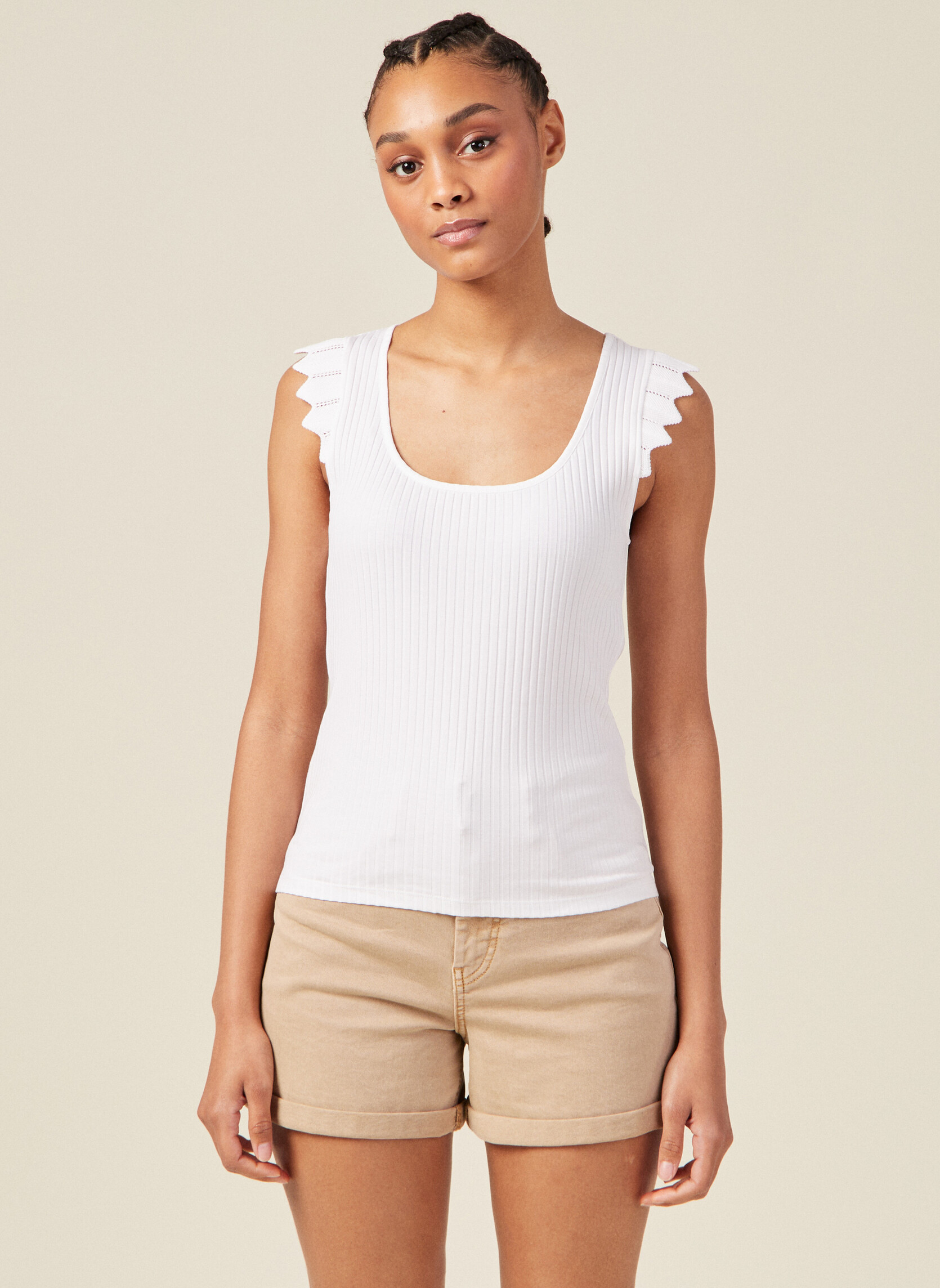Débardeurs REFINEDEBF femme blanc Bonobo Débardeurs REFINEDEBF femme blanc Blanc