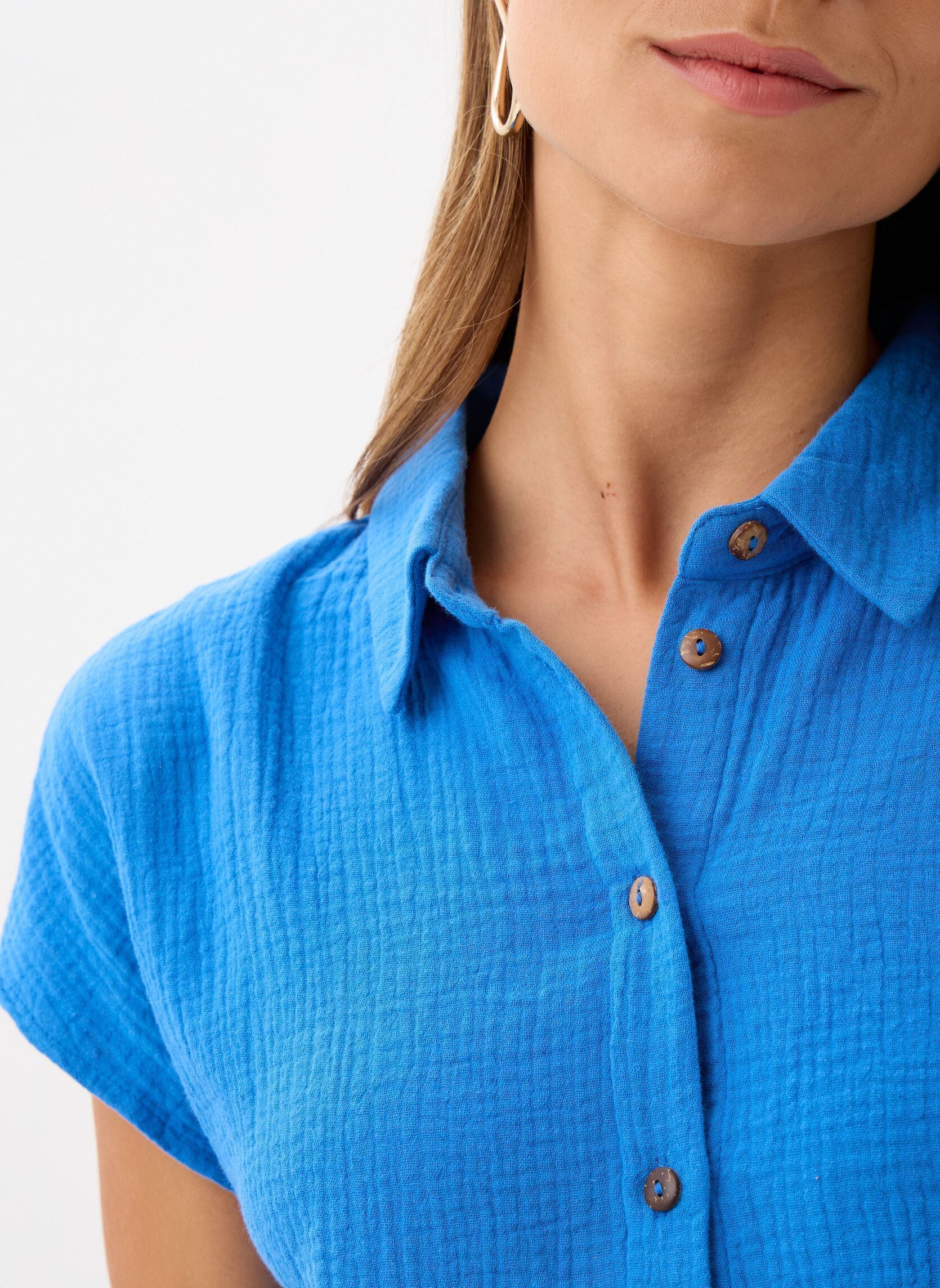 Chemises manches courtes Metisse femme bleu Grace & Mila Chemises manches courtes Metisse femme bleu Bleu