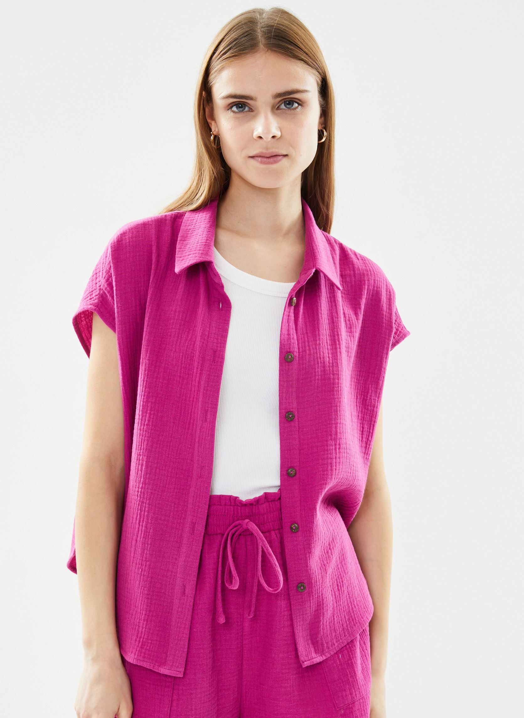 Kurzarm-Hemden Metisse damen rosa Grace & Mila Kurzarm-Hemden Metisse damen rosa Pivoine