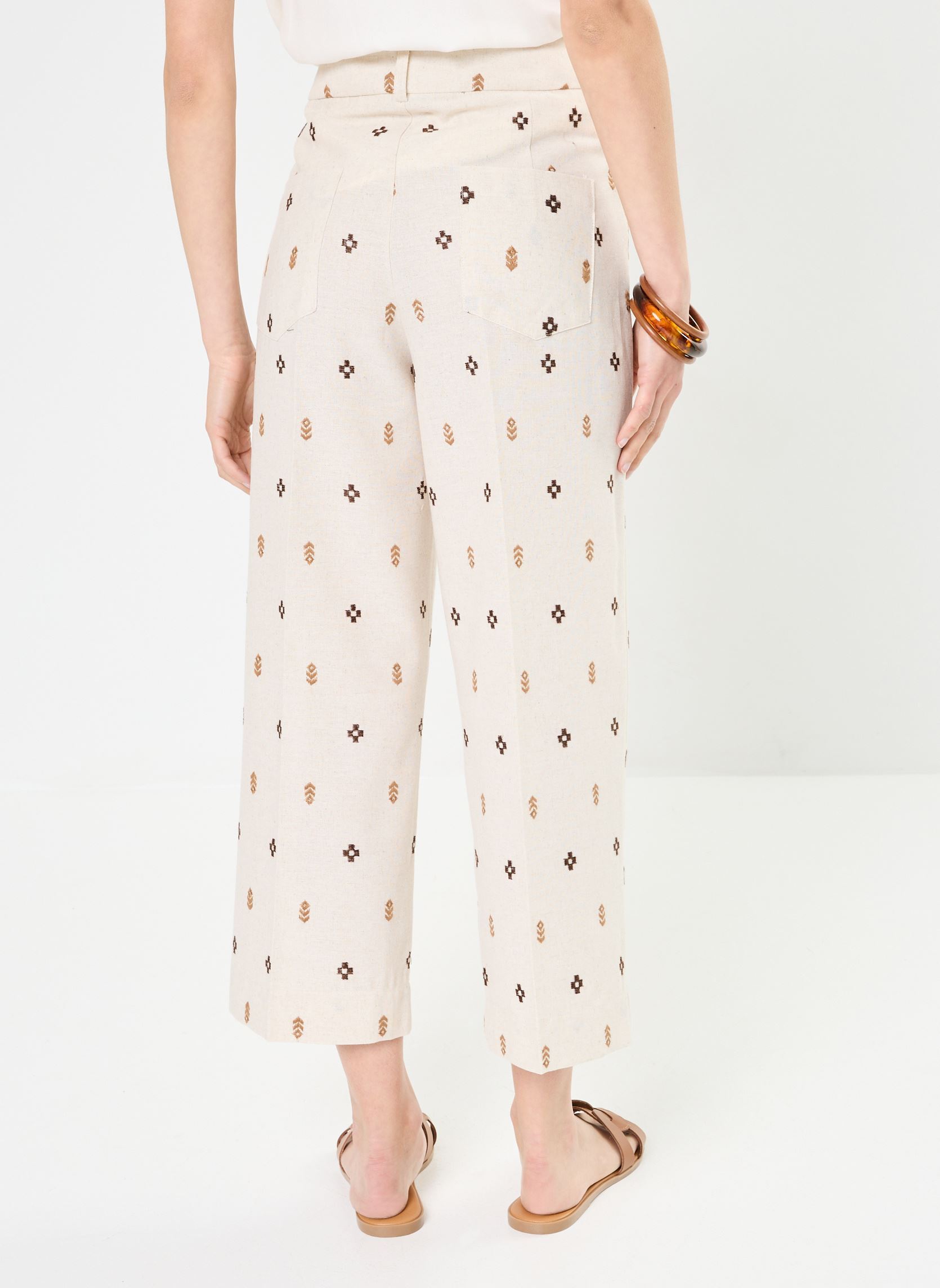 Pantalons larges Messina femme blanc Grace & Mila Pantalons larges Messina femme blanc Camel