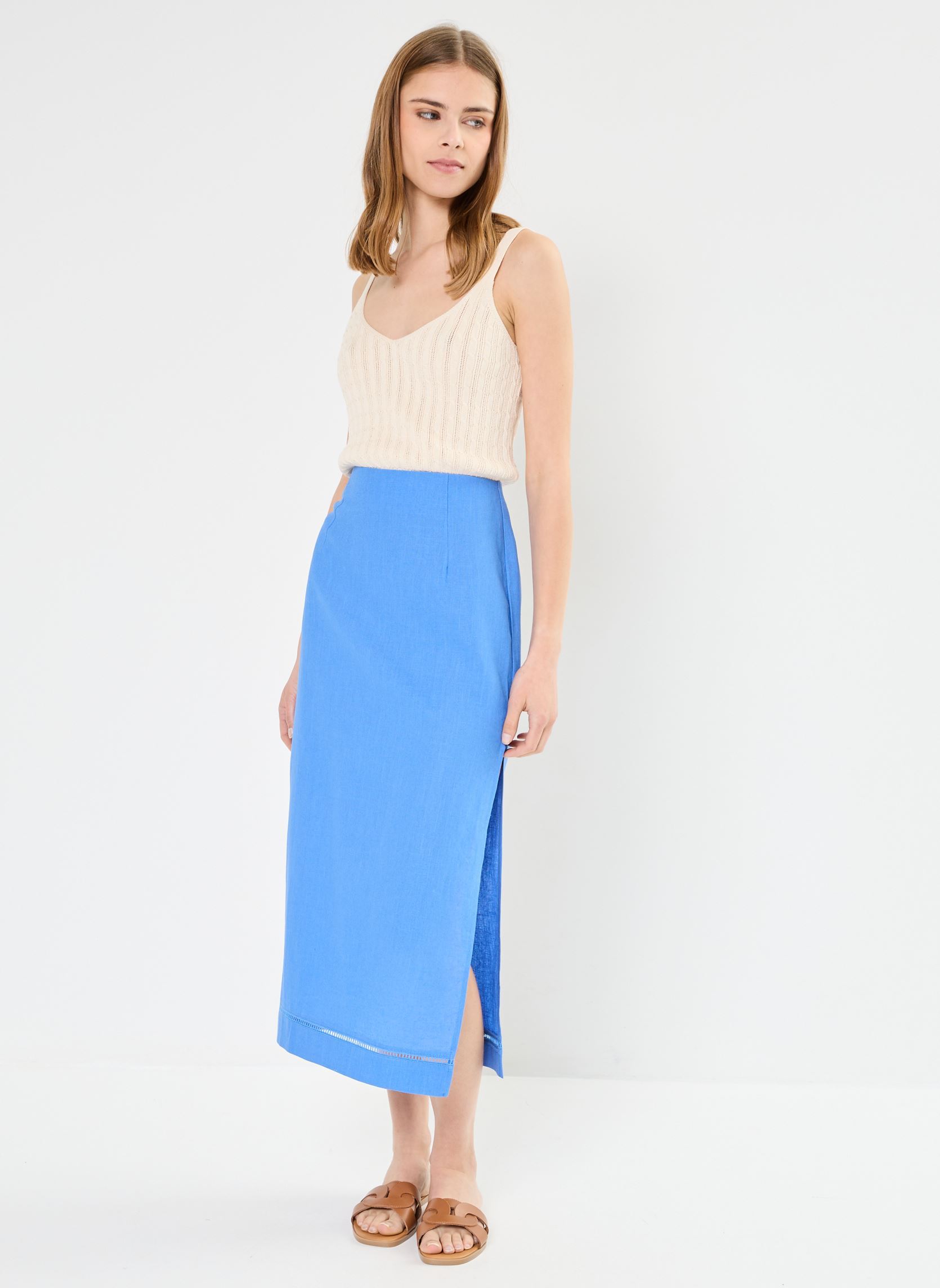 Halflange rokken Merite dames blauw Grace & Mila Halflange rokken Merite dames blauw Bleu