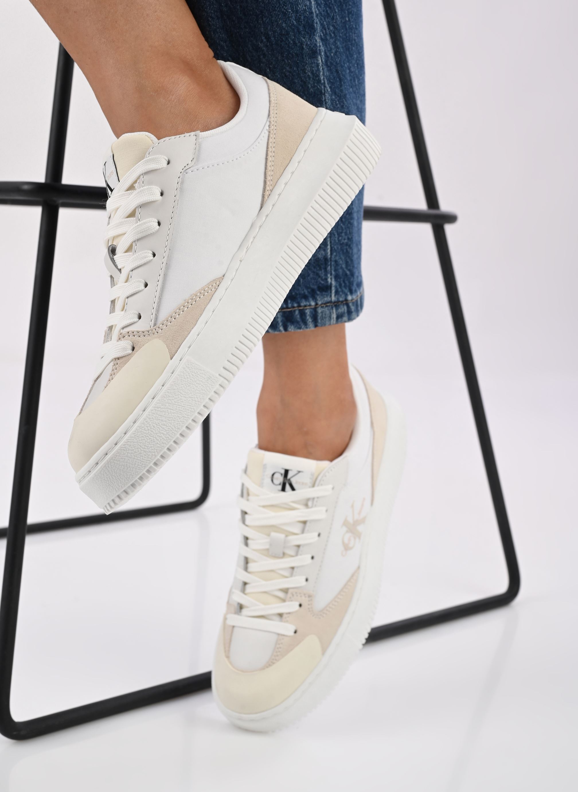 Sneaker CHUNKY CUPSOLE LOW MIX ML MTL damen weiß Calvin Klein Sneaker CHUNKY CUPSOLE LOW MIX ML MTL damen weiß CREAMY WHITE/WHITE/WHISPER PIN