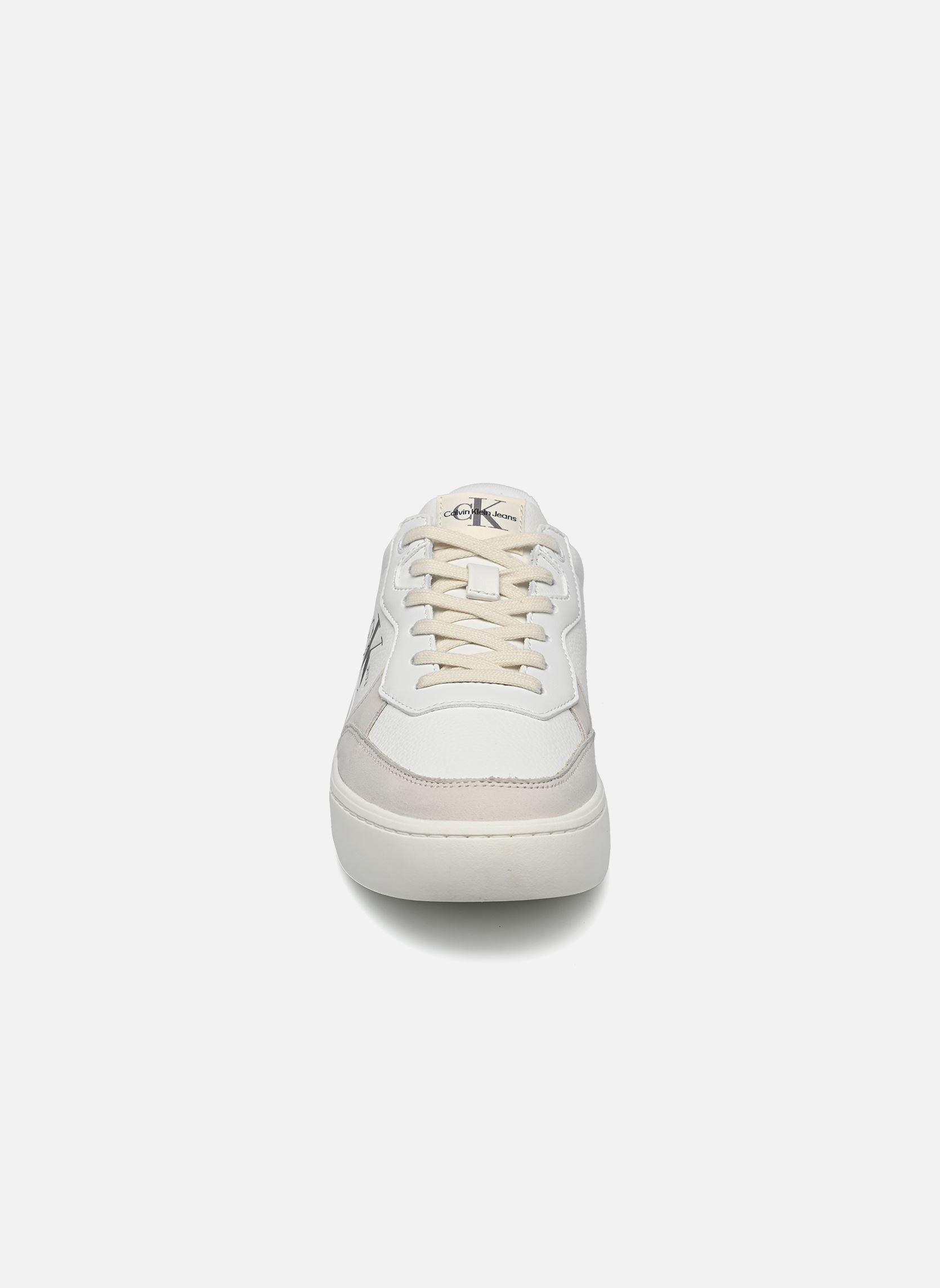 Baskets CLASSIC CUPLOWLACEUP LTH FAD homme blanc Calvin Klein Baskets CLASSIC CUPLOWLACEUP LTH FAD homme blanc BRIGHT WHITE/CHARCOAL GREY