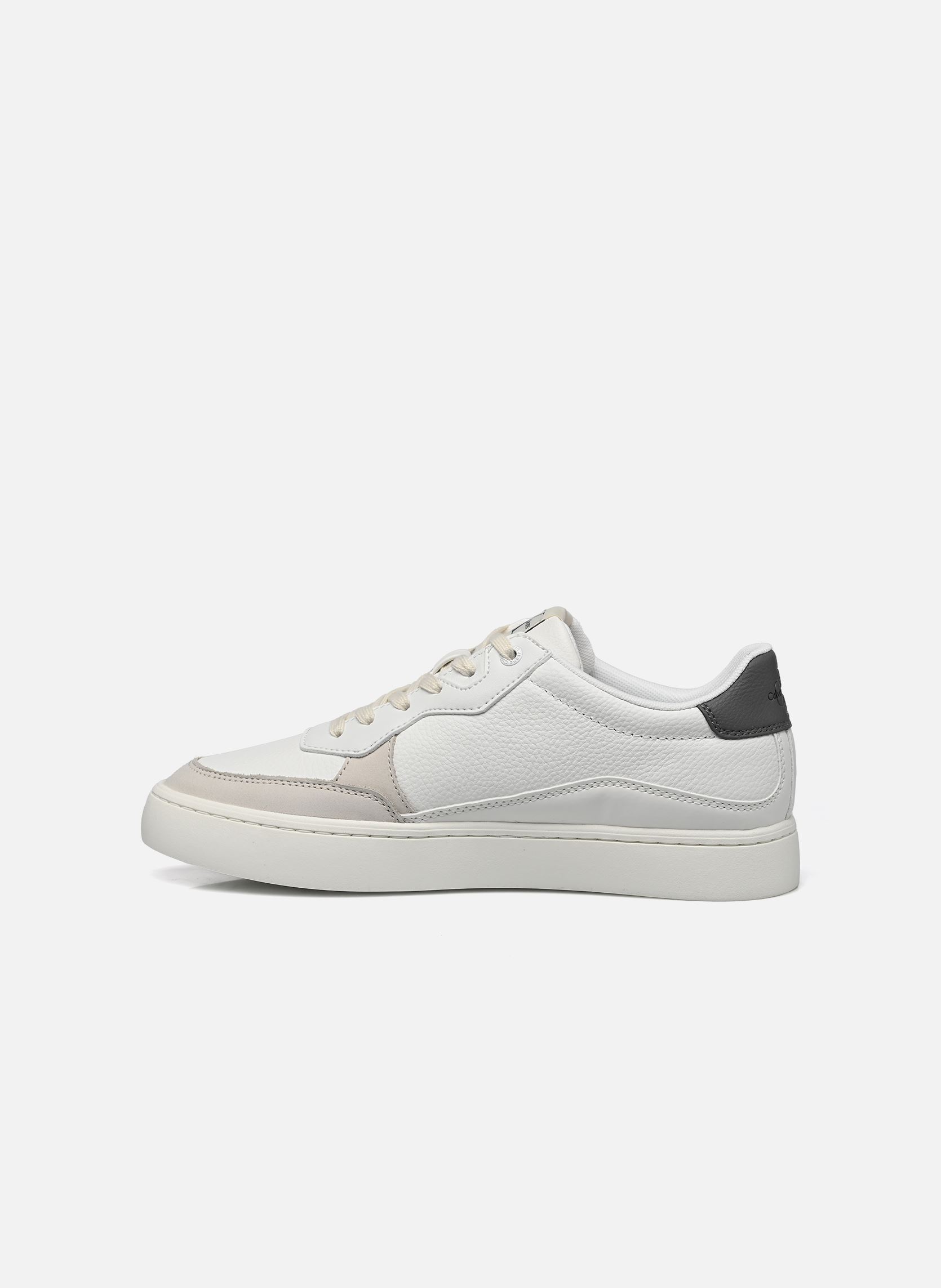 Baskets CLASSIC CUPLOWLACEUP LTH FAD homme blanc Calvin Klein Baskets CLASSIC CUPLOWLACEUP LTH FAD homme blanc BRIGHT WHITE/CHARCOAL GREY