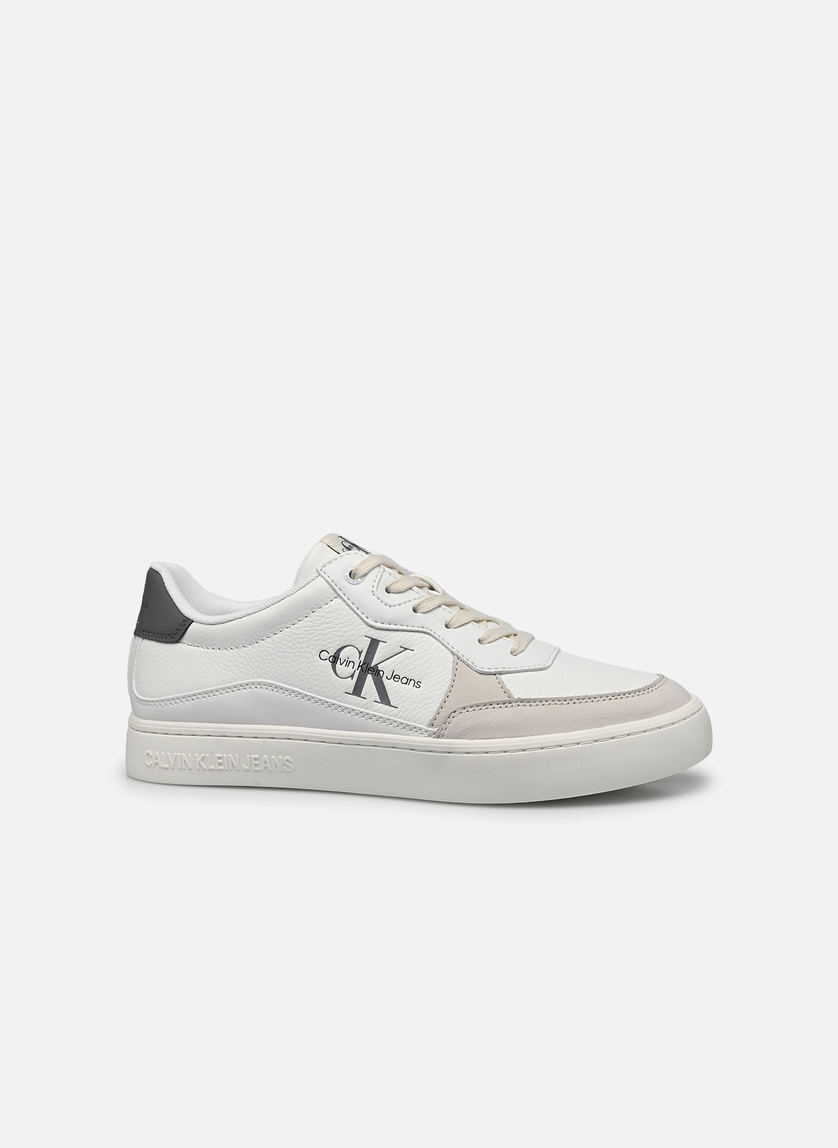 Baskets CLASSIC CUPLOWLACEUP LTH FAD homme blanc Calvin Klein Baskets CLASSIC CUPLOWLACEUP LTH FAD homme blanc BRIGHT WHITE/CHARCOAL GREY